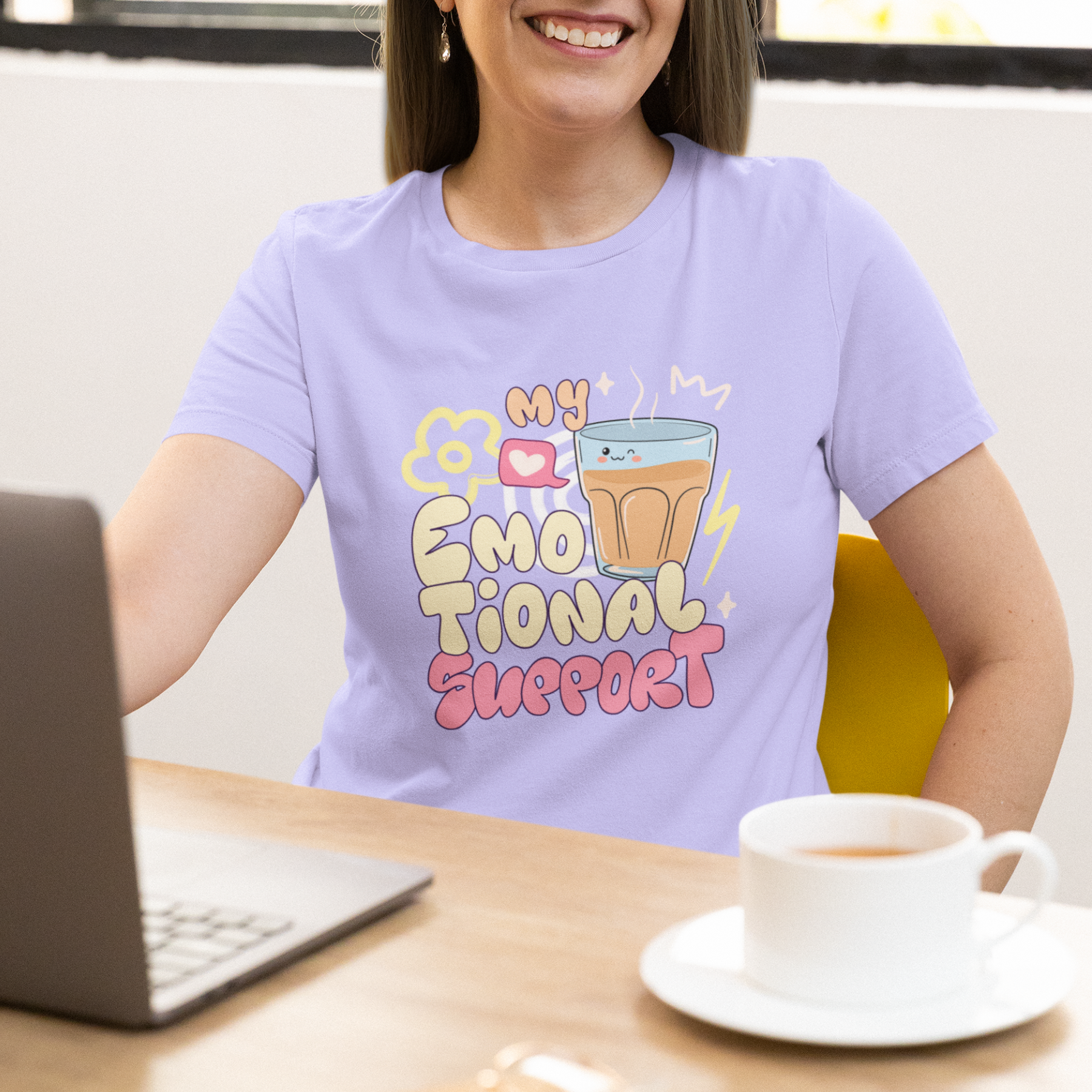 Emotional Support Tea (Chai) Regular Unisex T-shirts By Cute Stuff Co