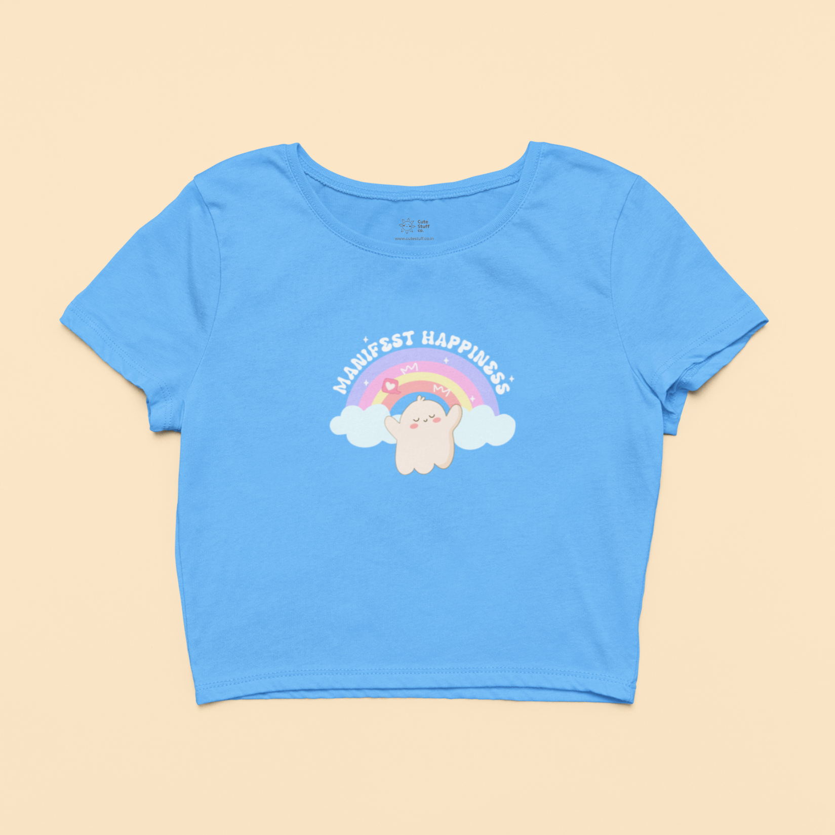Manifest Happiness Lil Boo Crop Tops By Cute Stuff Co. 180 GSM