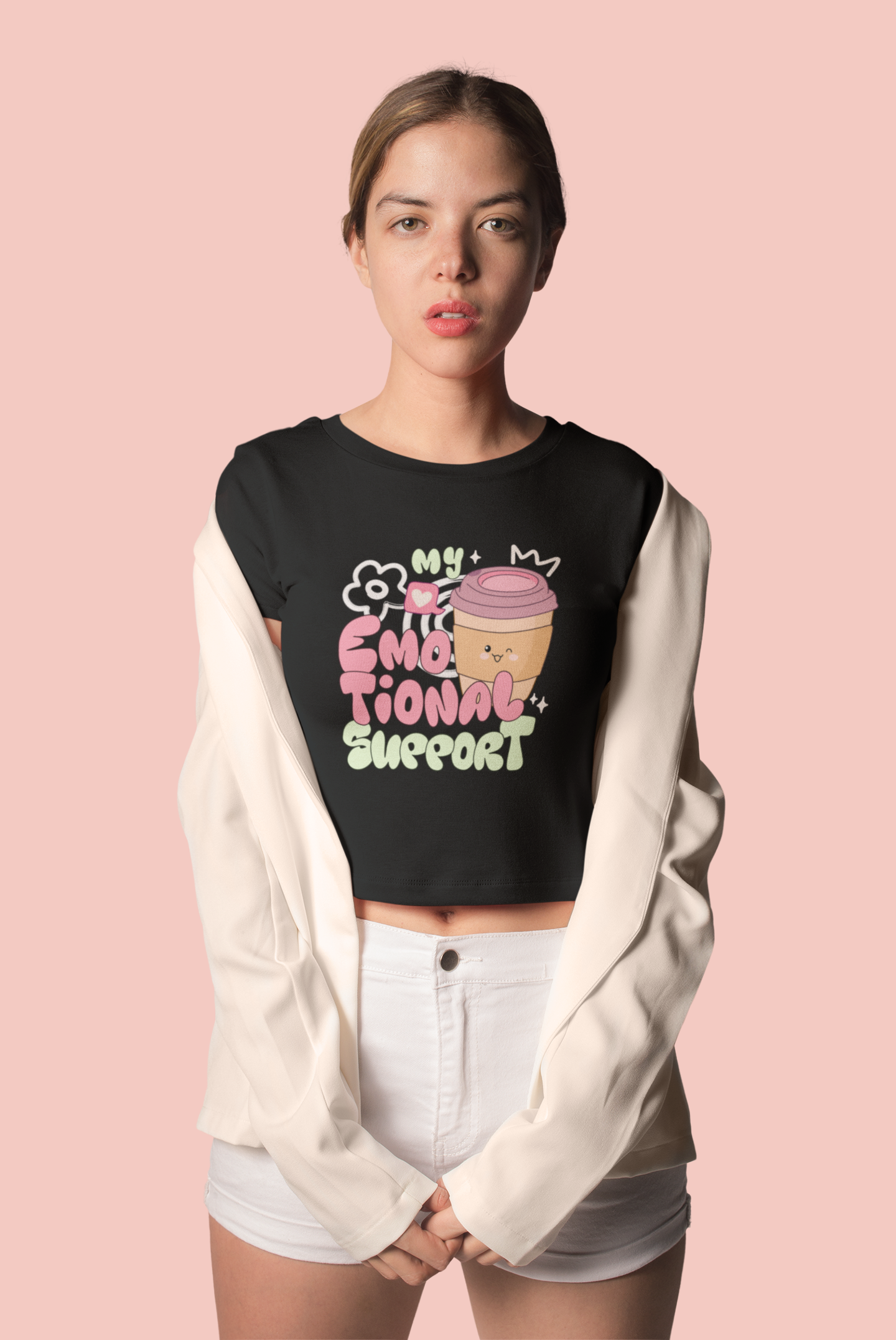 My Emotional Support Coffee Crop Top by Cute Stuff Co. 180 GSM