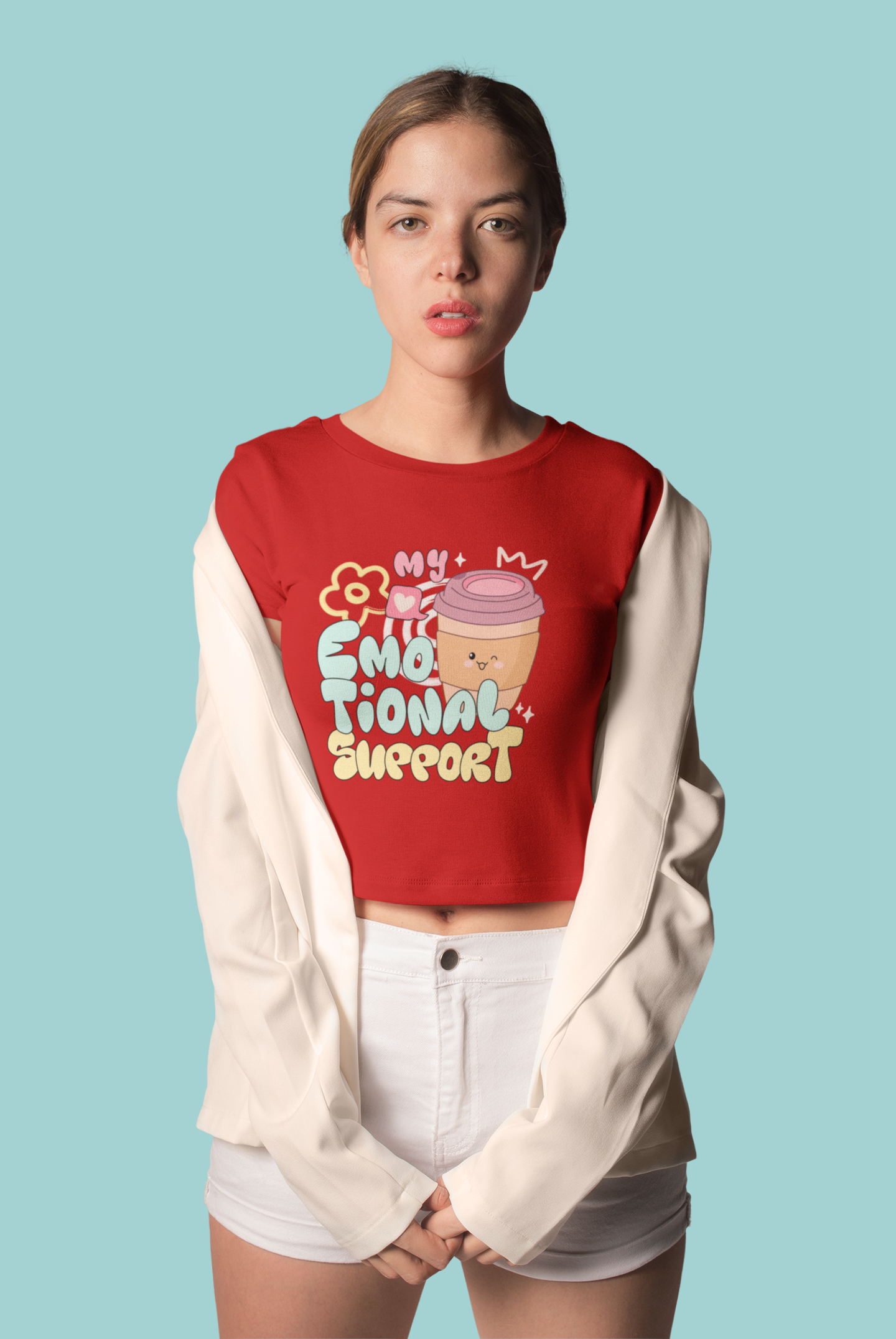 My Emotional Support Coffee Crop Top by Cute Stuff Co. 180 GSM