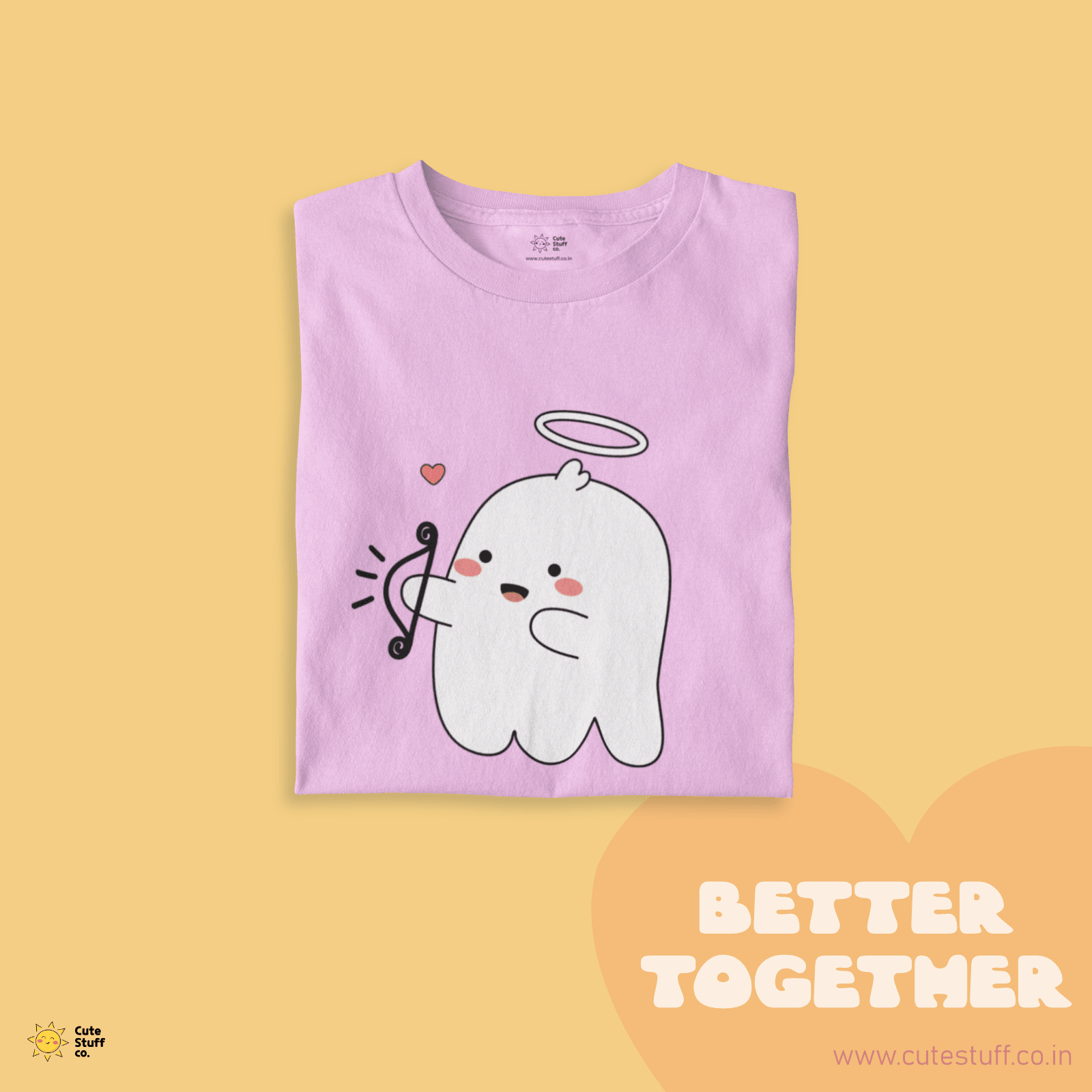 Angelic Boo Unisex Oversized T-shirts - Better Together - Cute Stuff India
