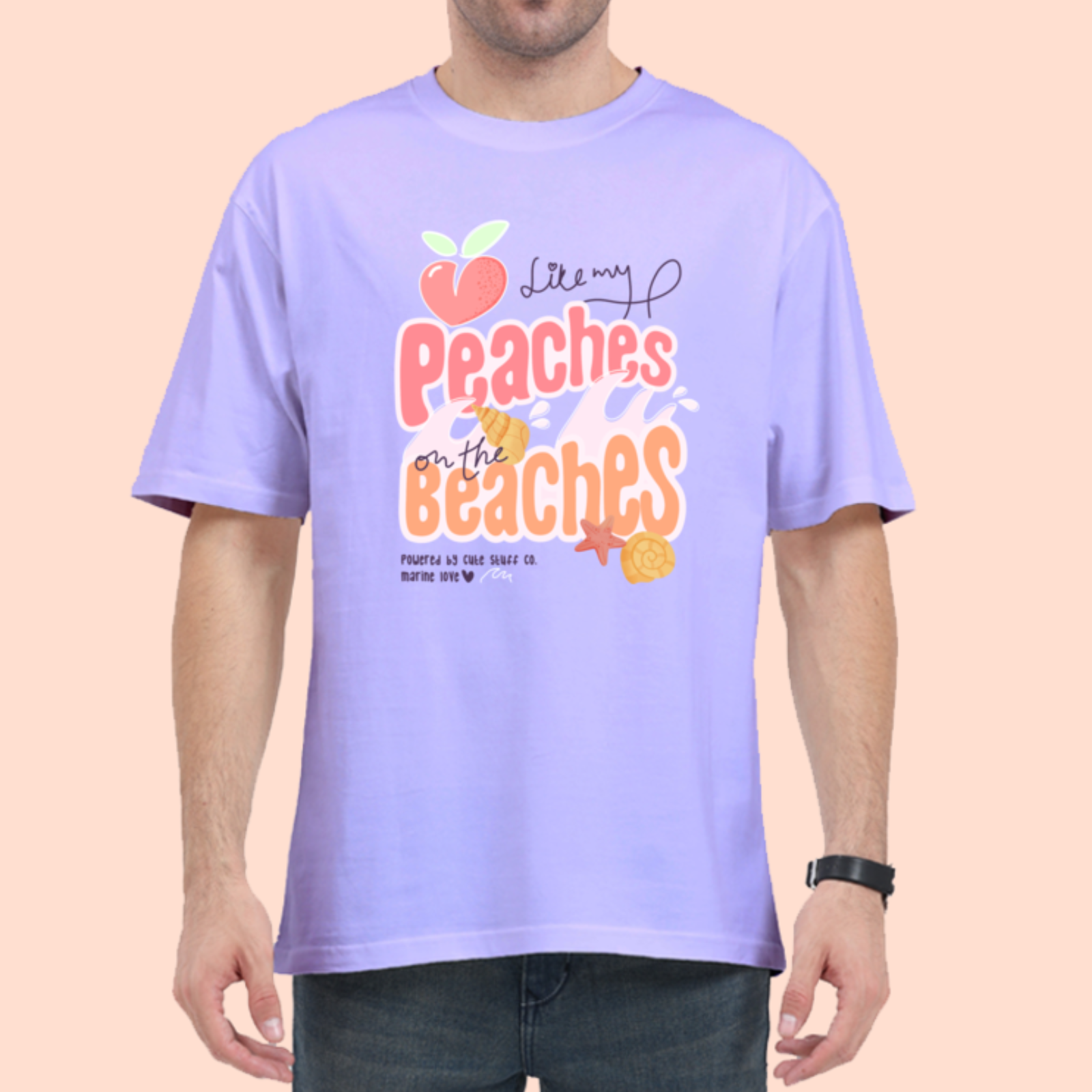 Peaches On The Beaches Oversized T-shirts- Heavy Weight- 240 GSM