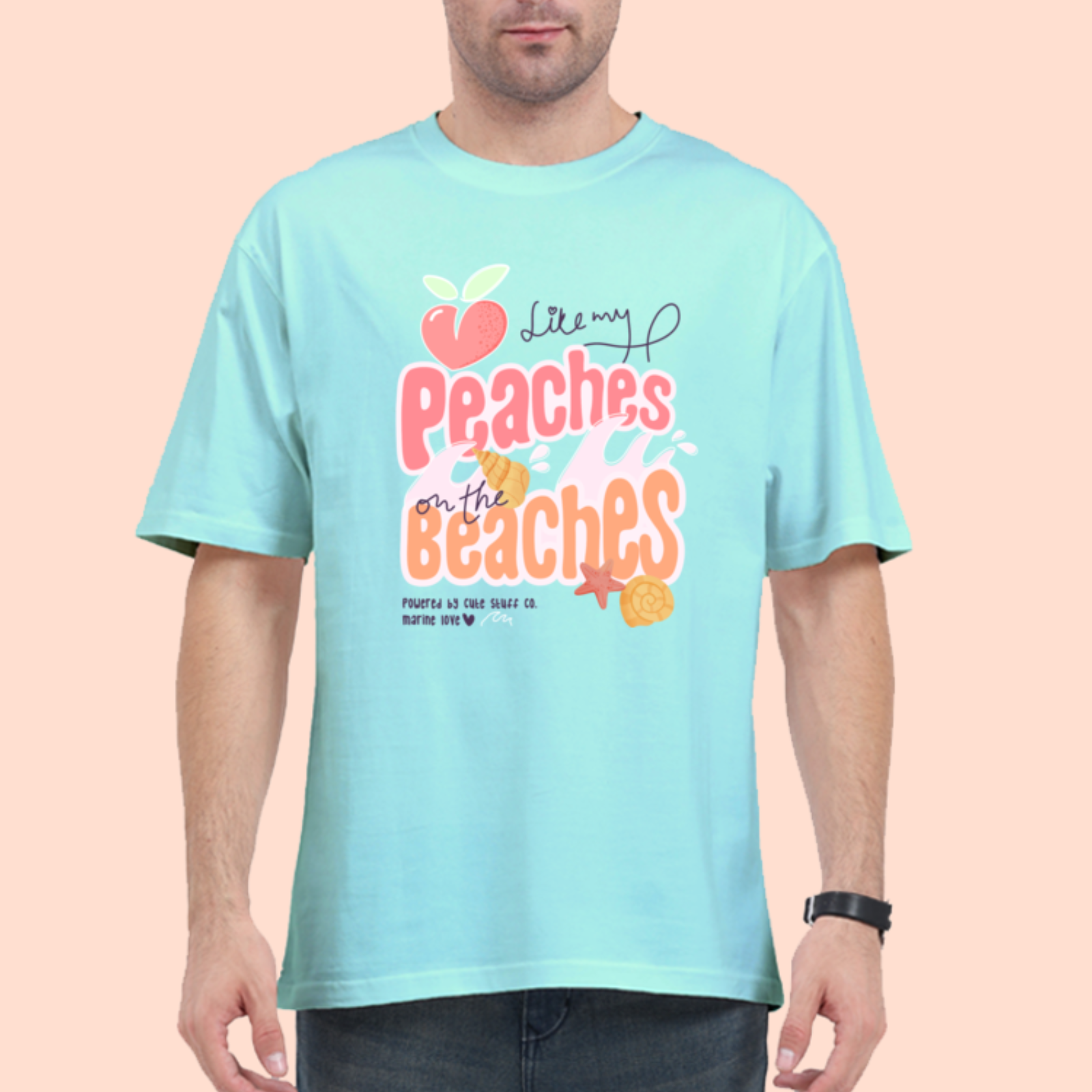 Peaches On The Beaches Oversized T-shirts- Heavy Weight- 240 GSM