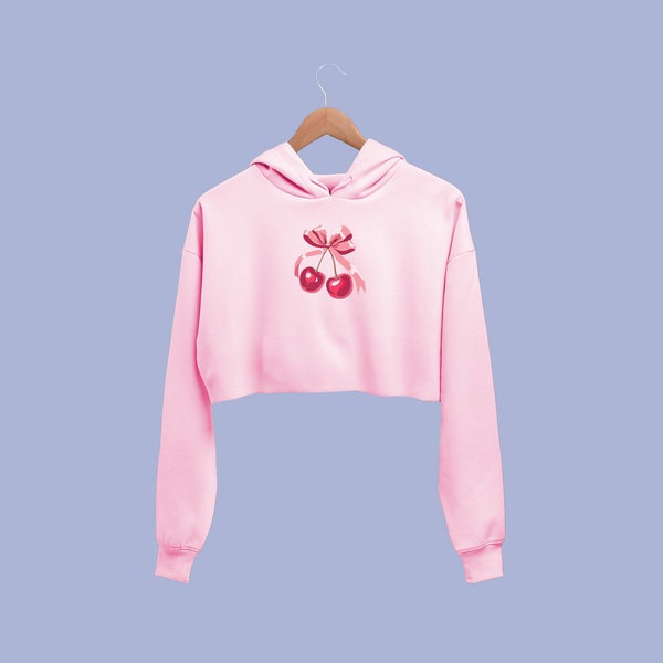 Bow And Cherry Crop Hoodies