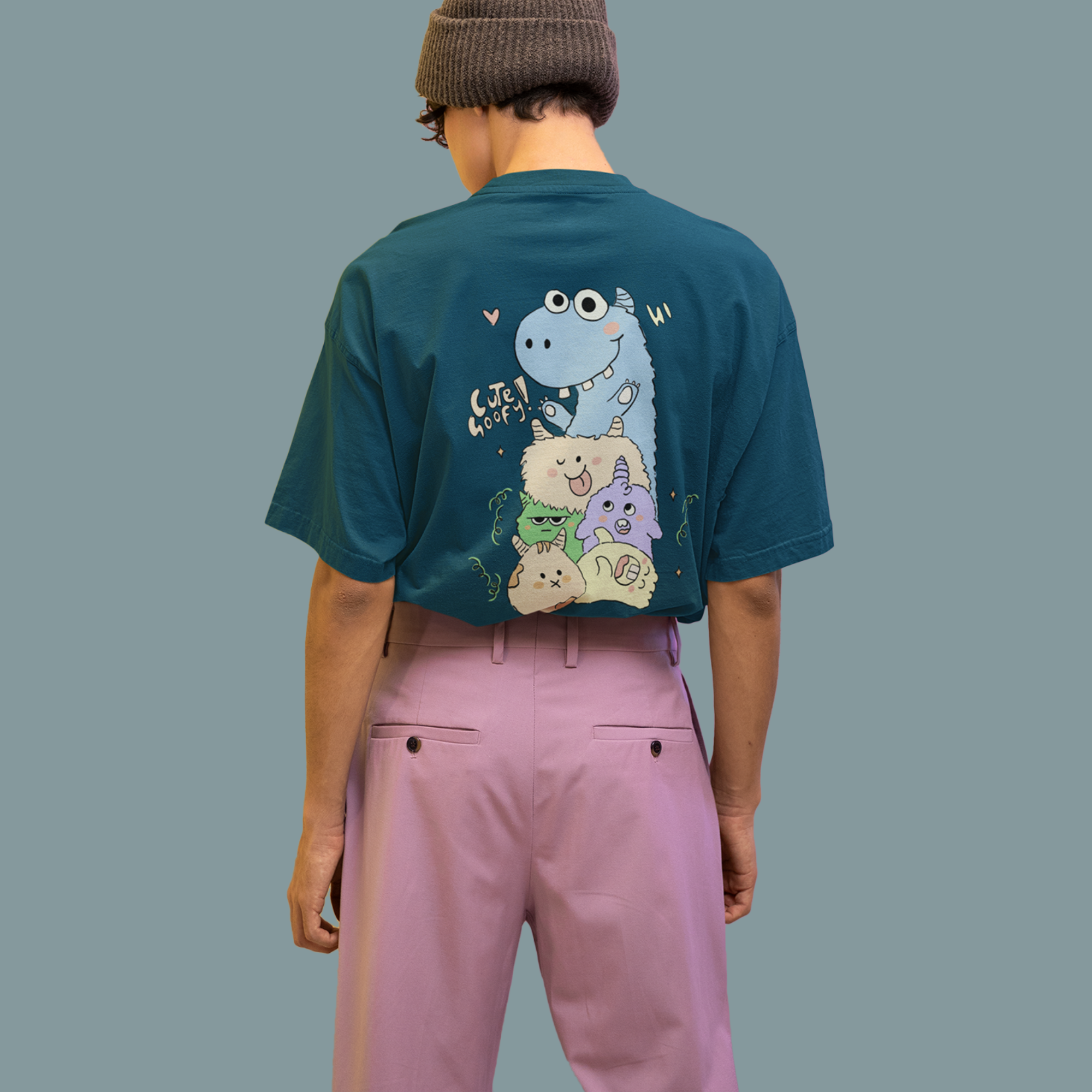 Cute And Goofy Back Printed Oversized T-shirts