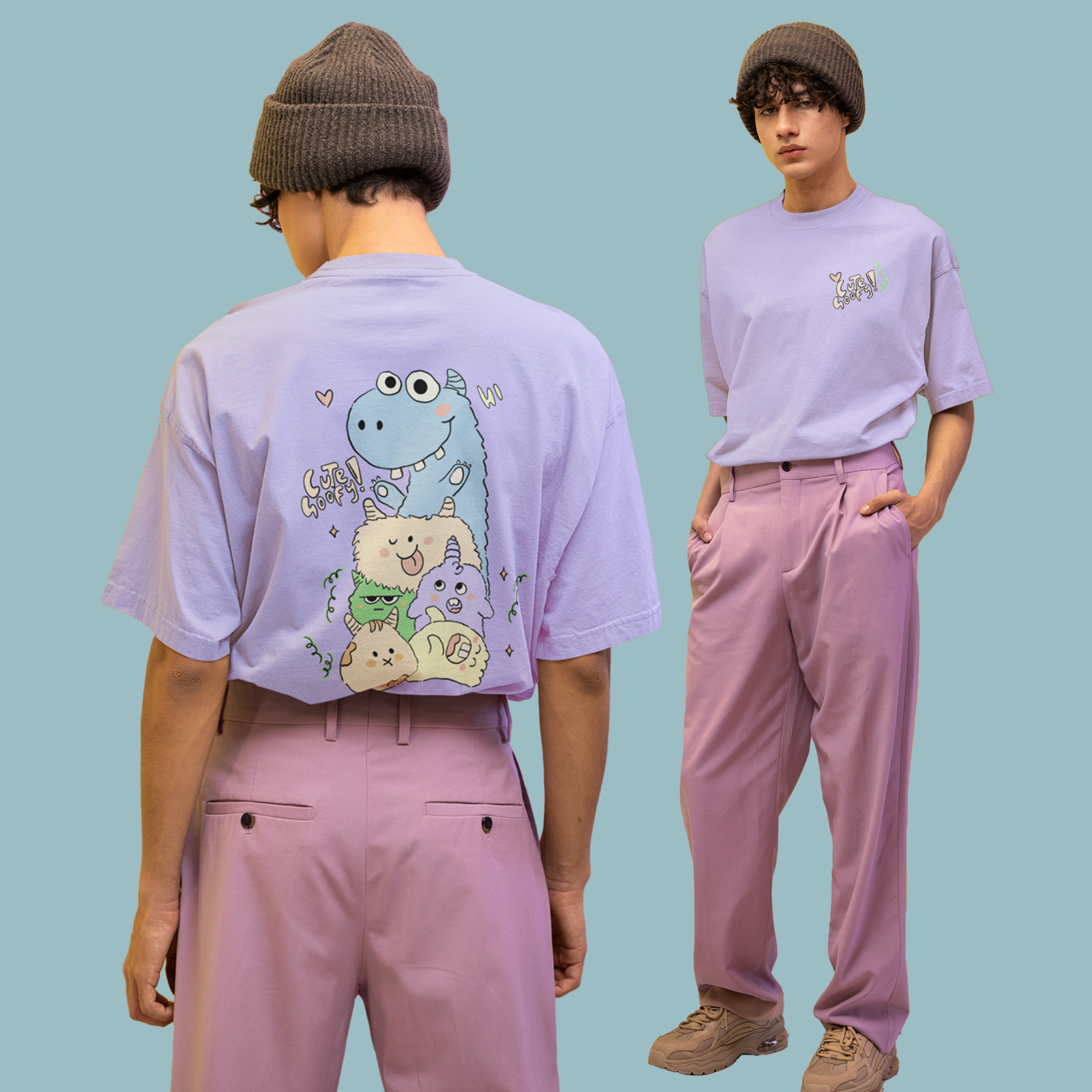 Cute And Goofy Back Printed Oversized T-shirts