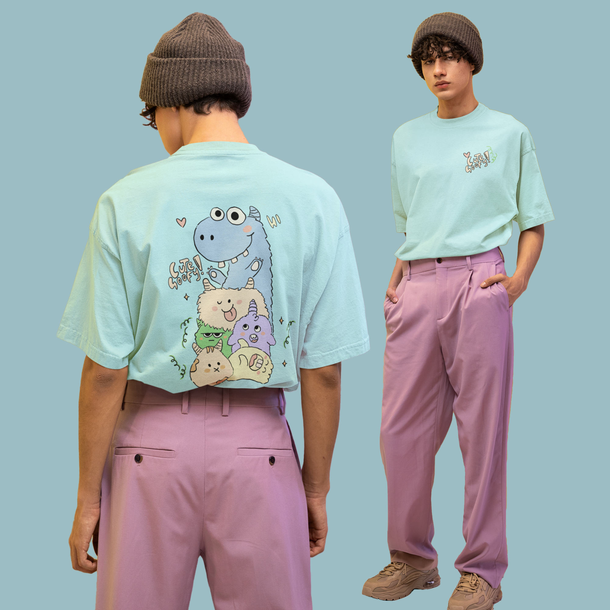 Cute And Goofy Back Printed Oversized T-shirts