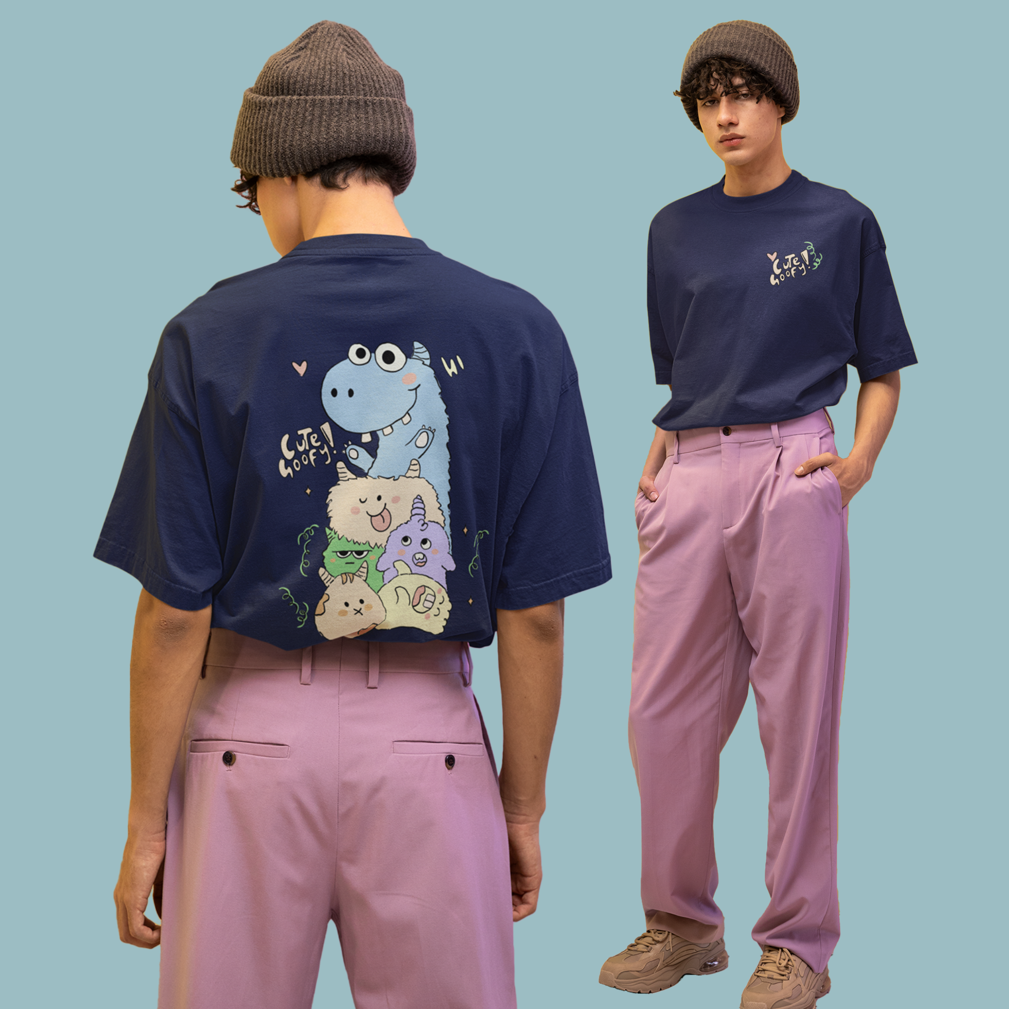 Cute And Goofy Back Printed Oversized T-shirts