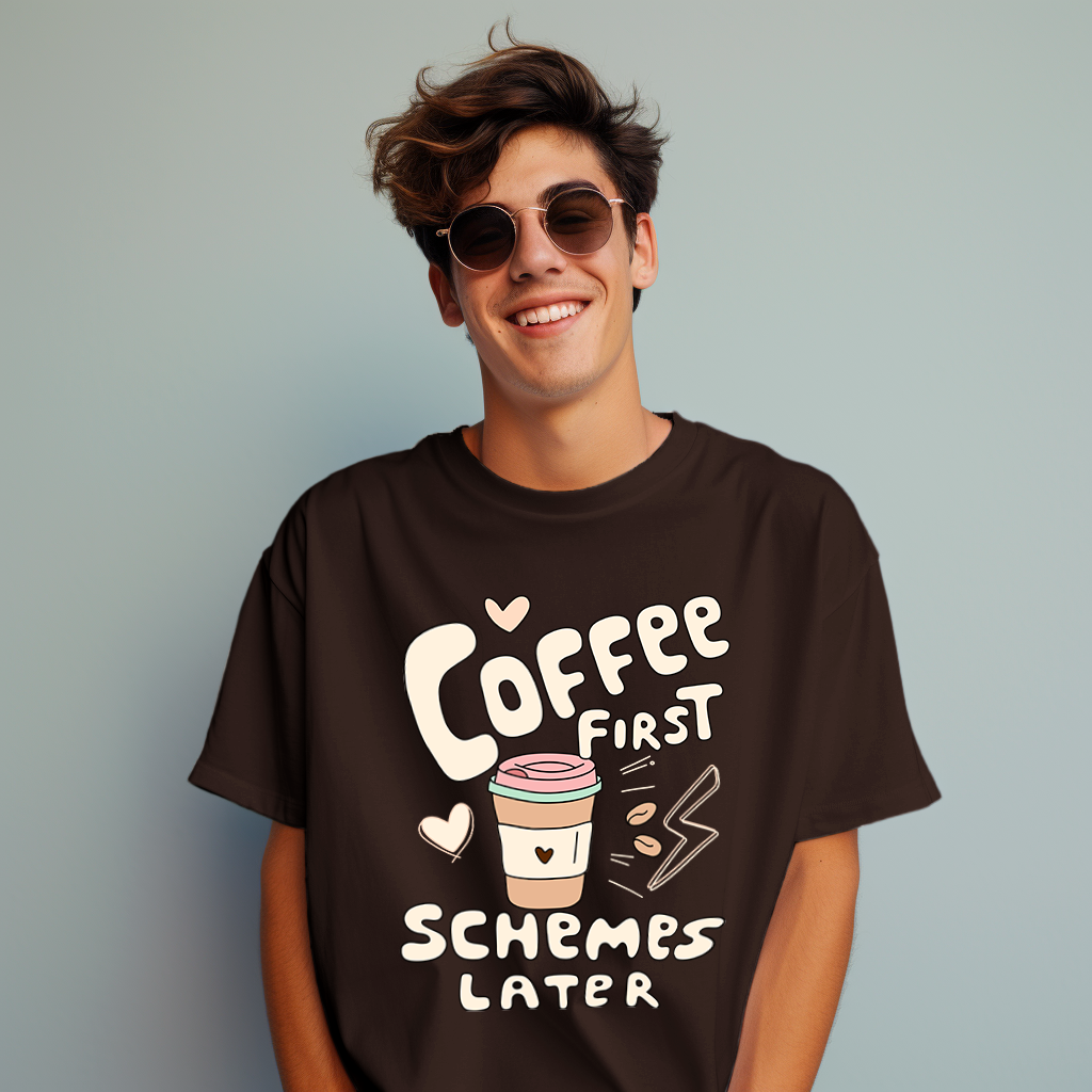 Coffee First Schemes Later Unisex T-shirts - Regular Fit
