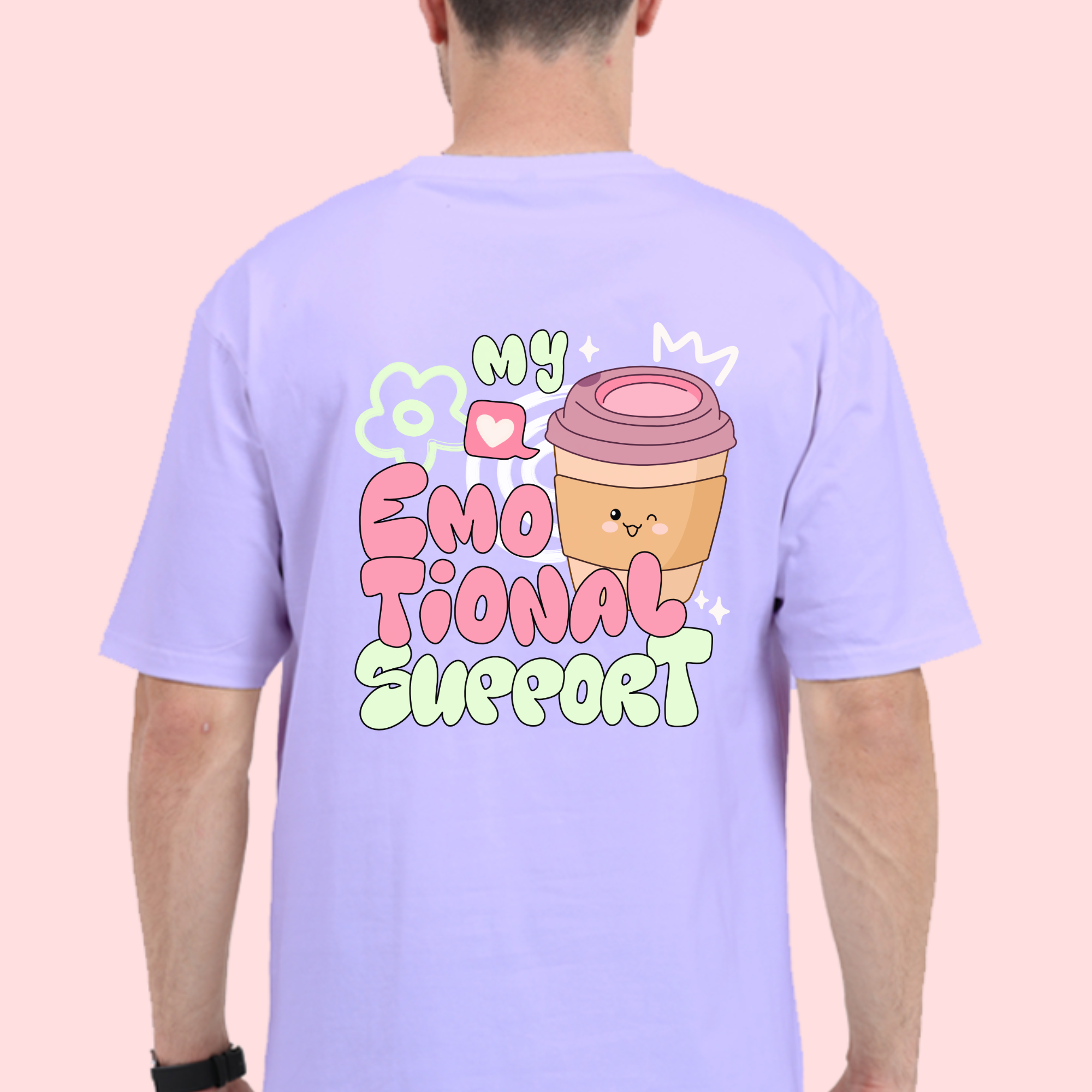 My Emotional Support Coffee Back Printed Unisex T-shirts- heavy weight tees 240 GSM