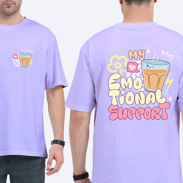 My Emotional Support Chai (Tea) Back Printed Unisex T-shirts- heavy weight tees 240 GSM