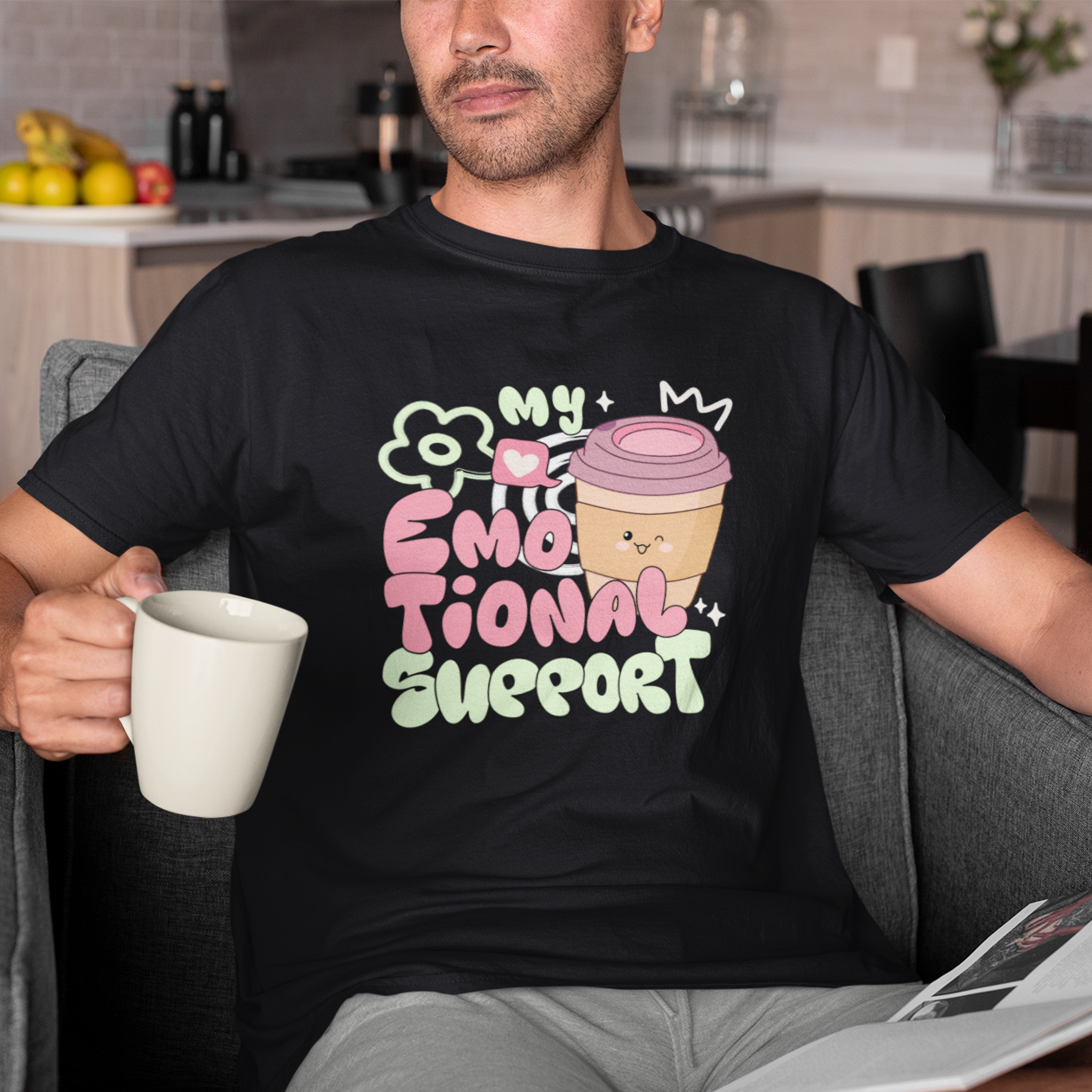 Emotional Support Coffee Regular T-shirts - Unisex