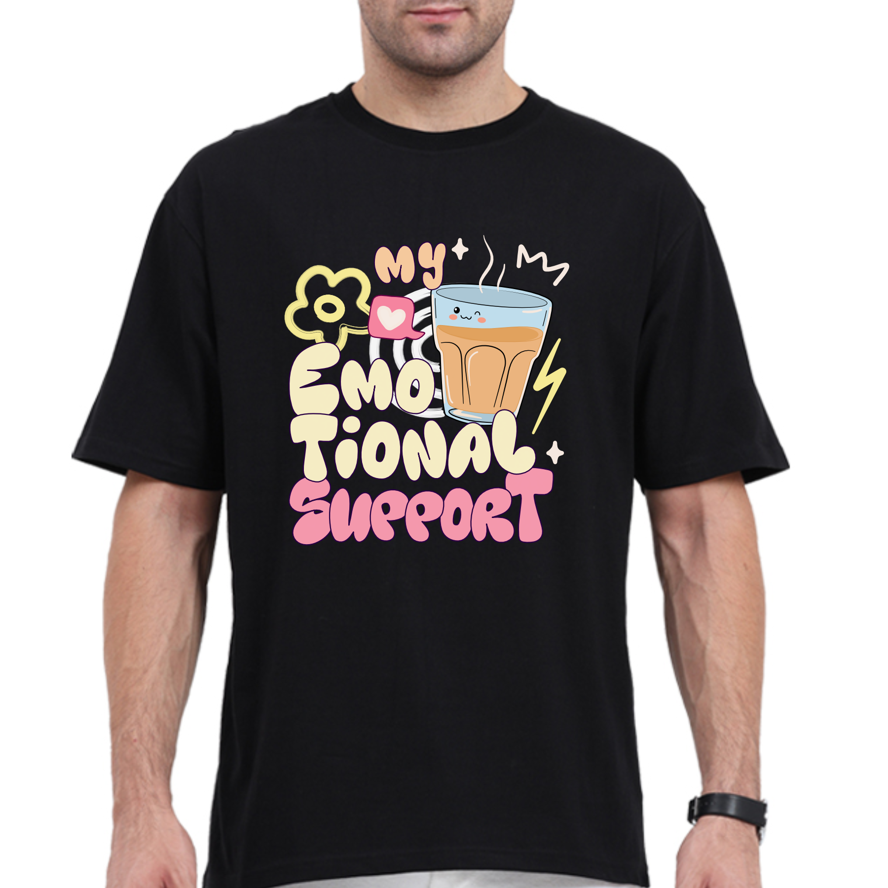 My Emotional Support Chai Oversized Unisex T-shirts- Heavy Weight- 240 GSM