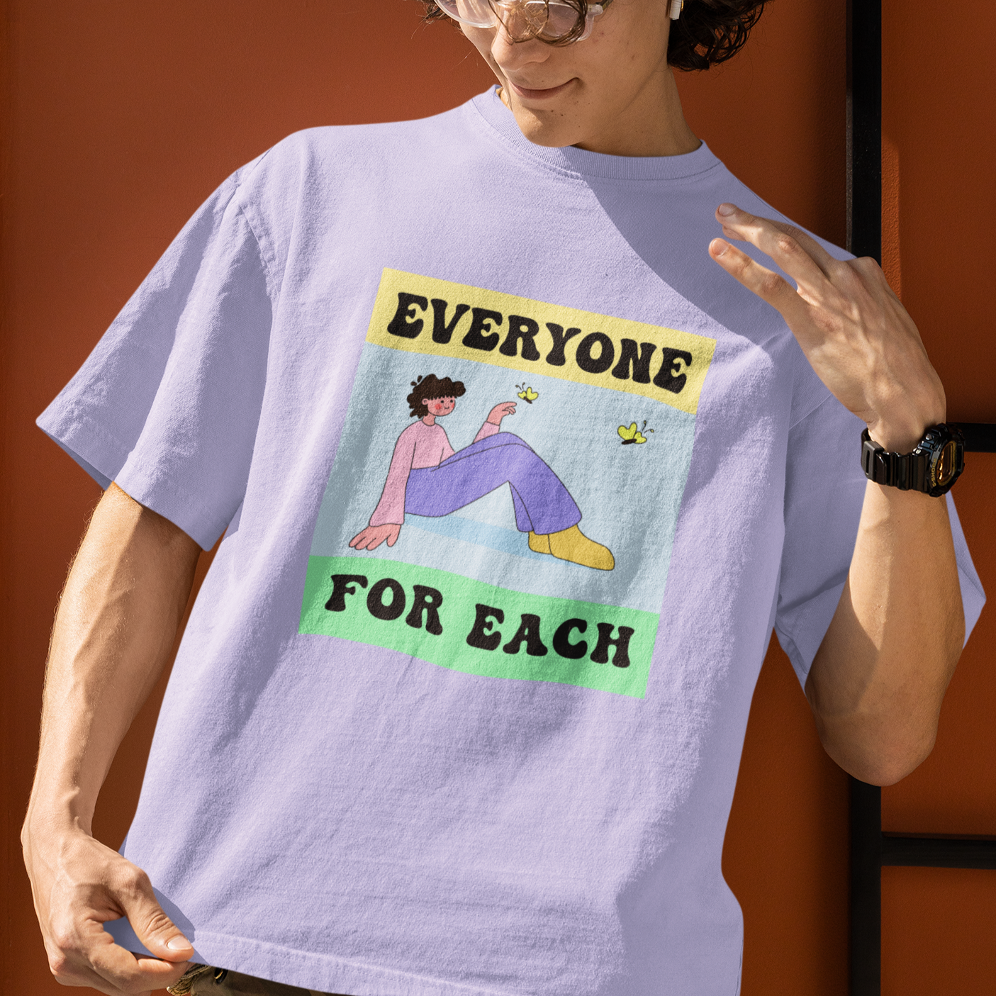 Everyone For Each Unisex  Oversized T-shirts