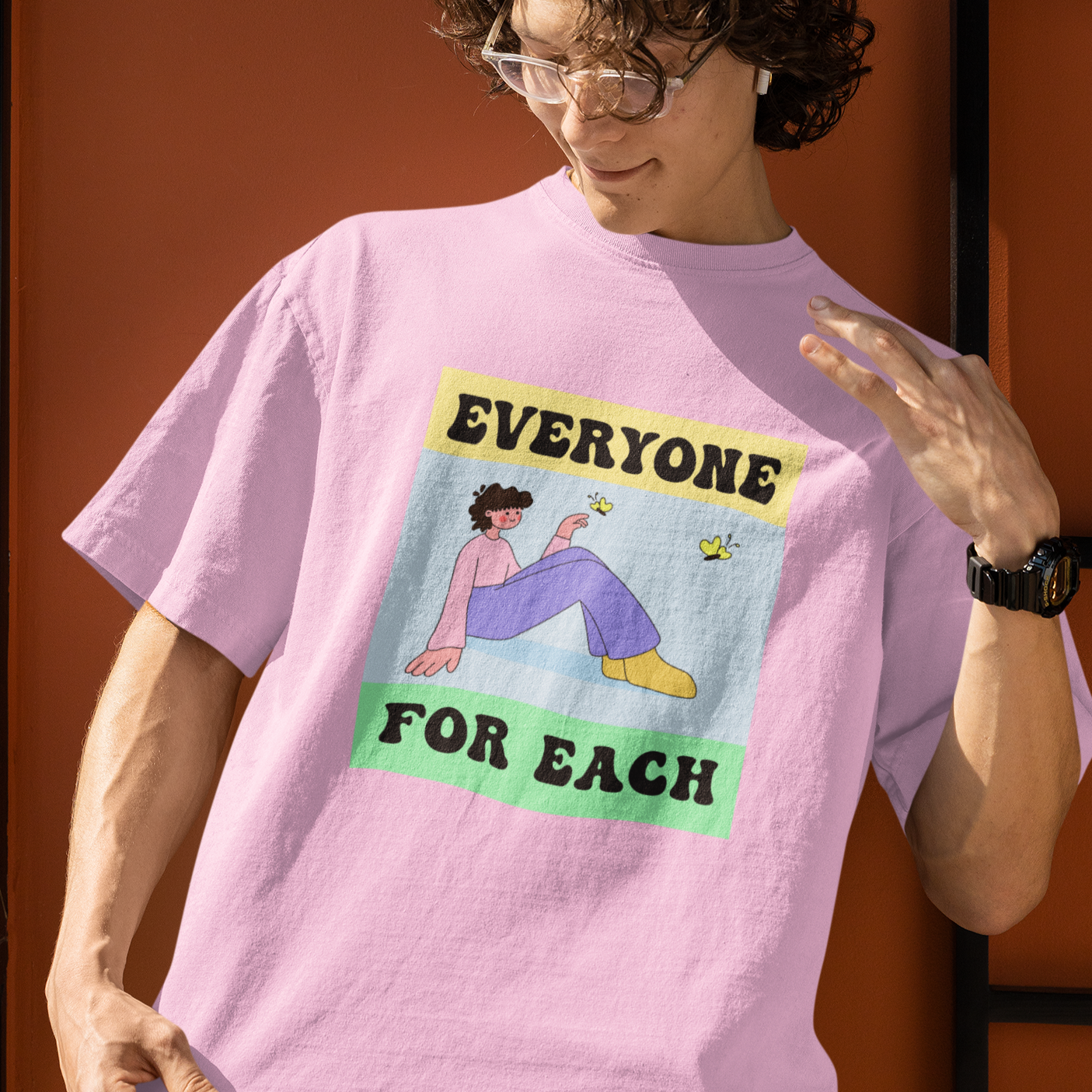Everyone For Each Unisex  Oversized T-shirts