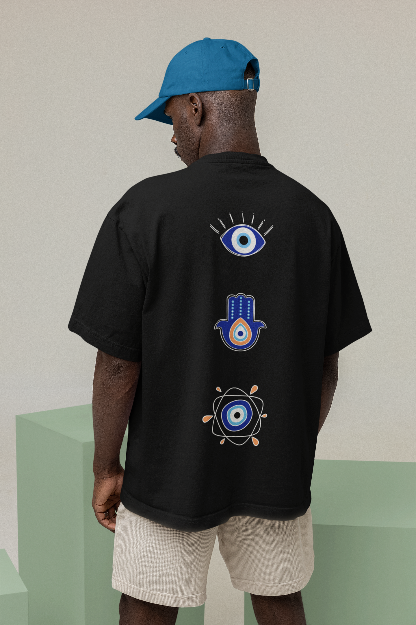 Evil Eye Back Printed Oversized T-shirts -- Unisex