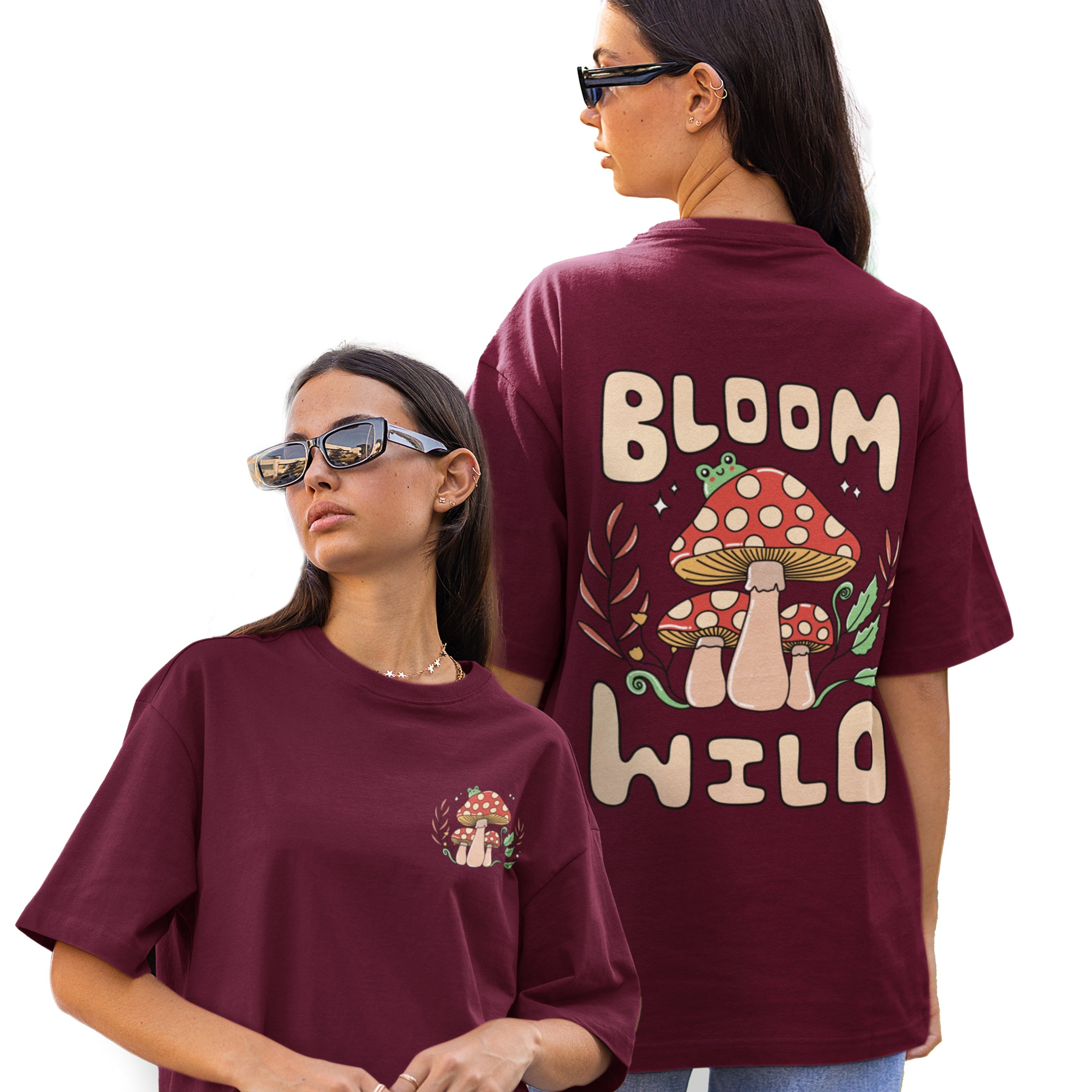 Bloom Wild Back Printed Unisex Oversized T-shirts