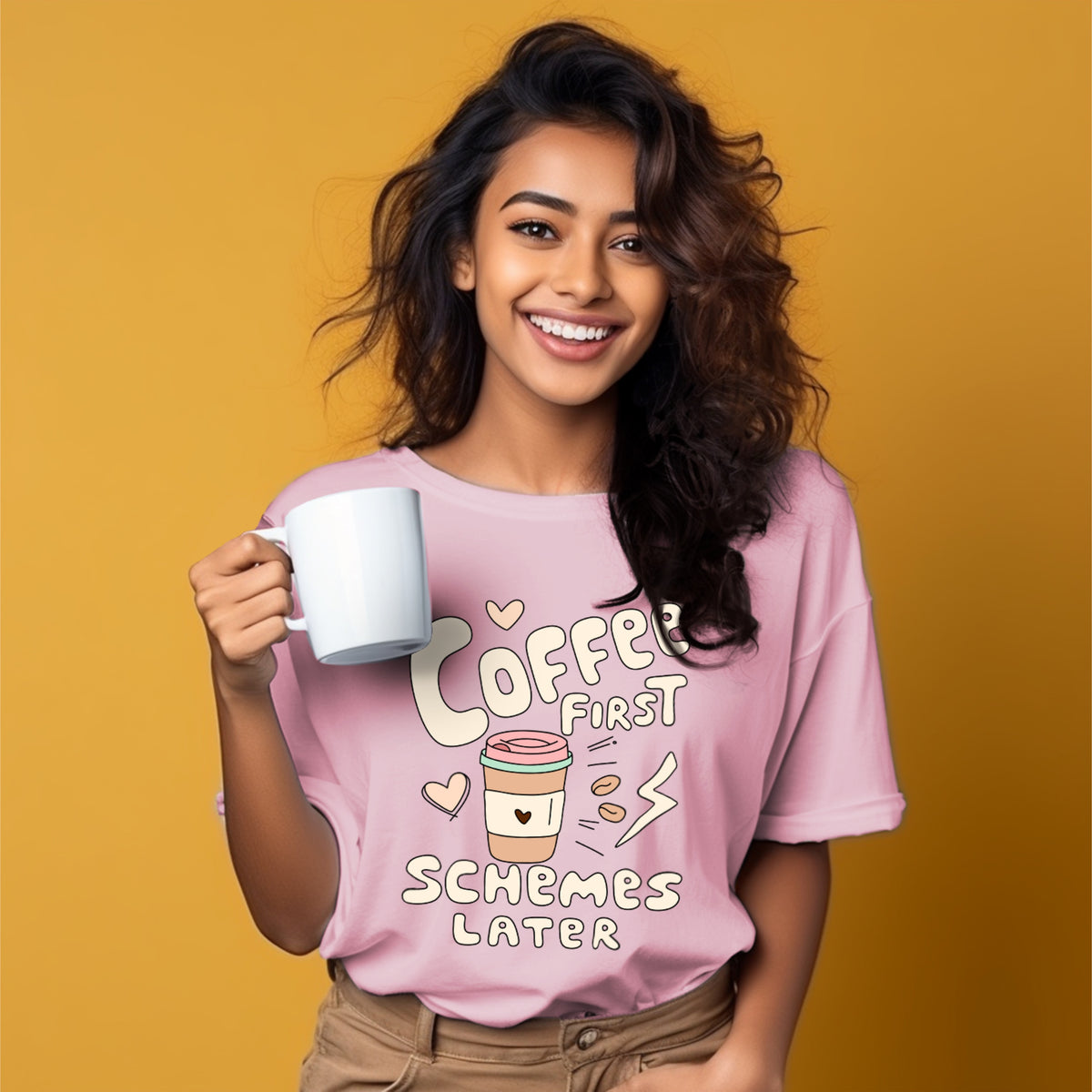 Coffee First Schemes Later Oversized T-shirts – Cute Stuff Co.