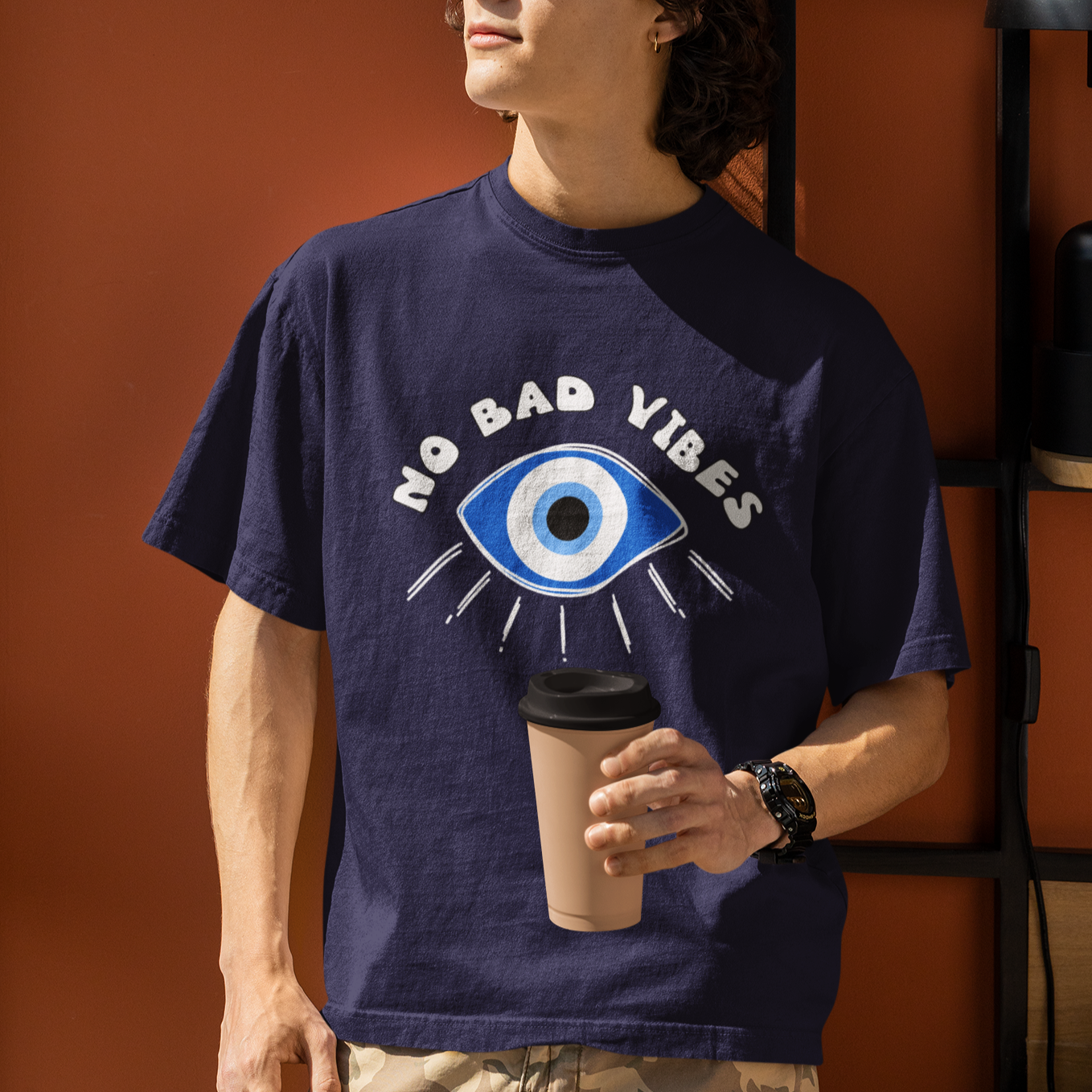 No Bad Vibes Amulet- evil eye- 180 GSM Oversized T-shirts - Unisex