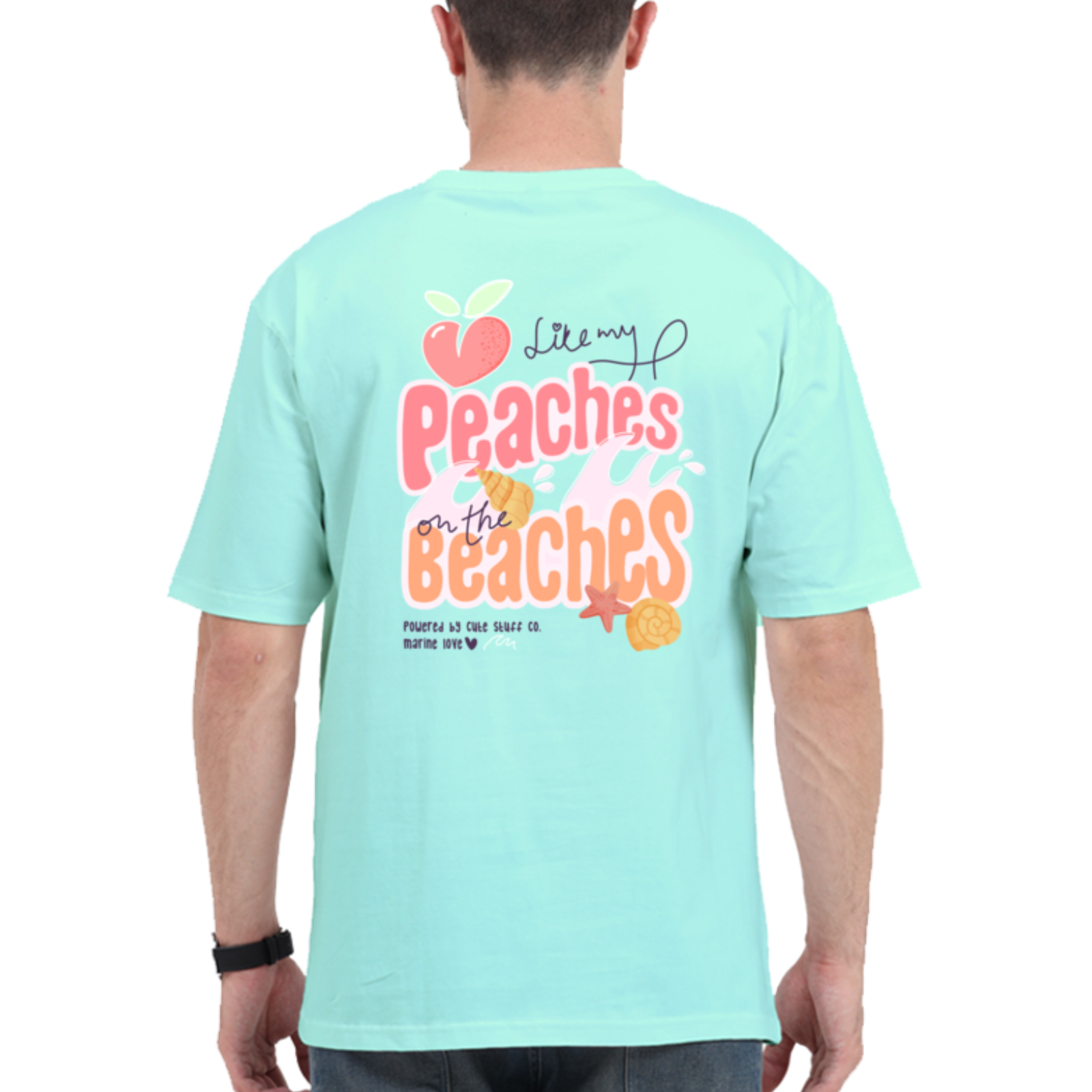 Peaches On Beaches Back Printed  Unisex T-shirts- heavy weight tees 240 GSM