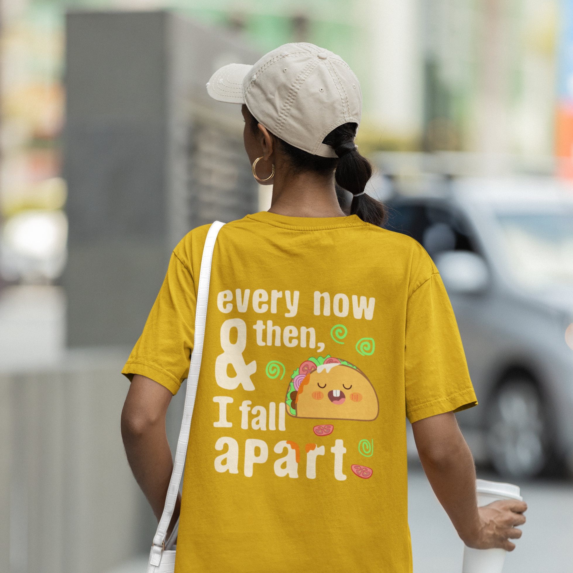 Cute and Anxious Taco- Back Printed Oversized T-shirts--Unisex