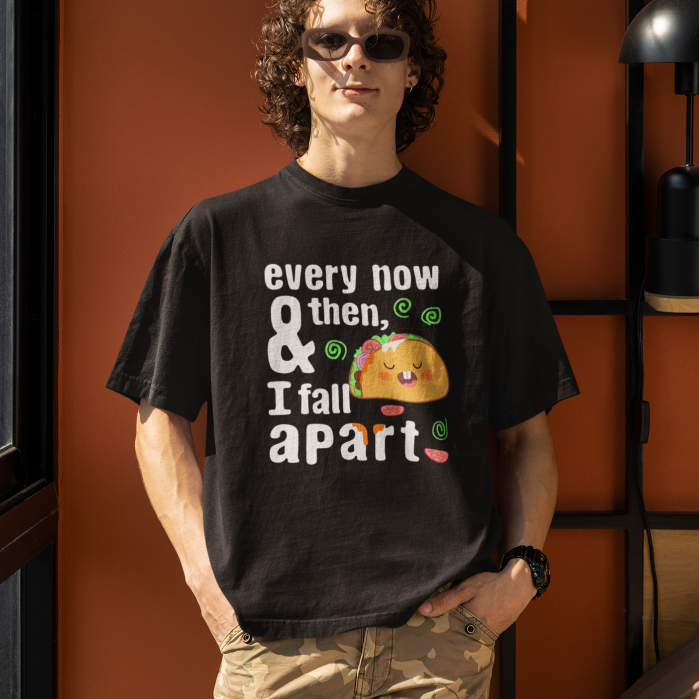 Cute and Anxious Taco- Oversized Unisex Tshirts