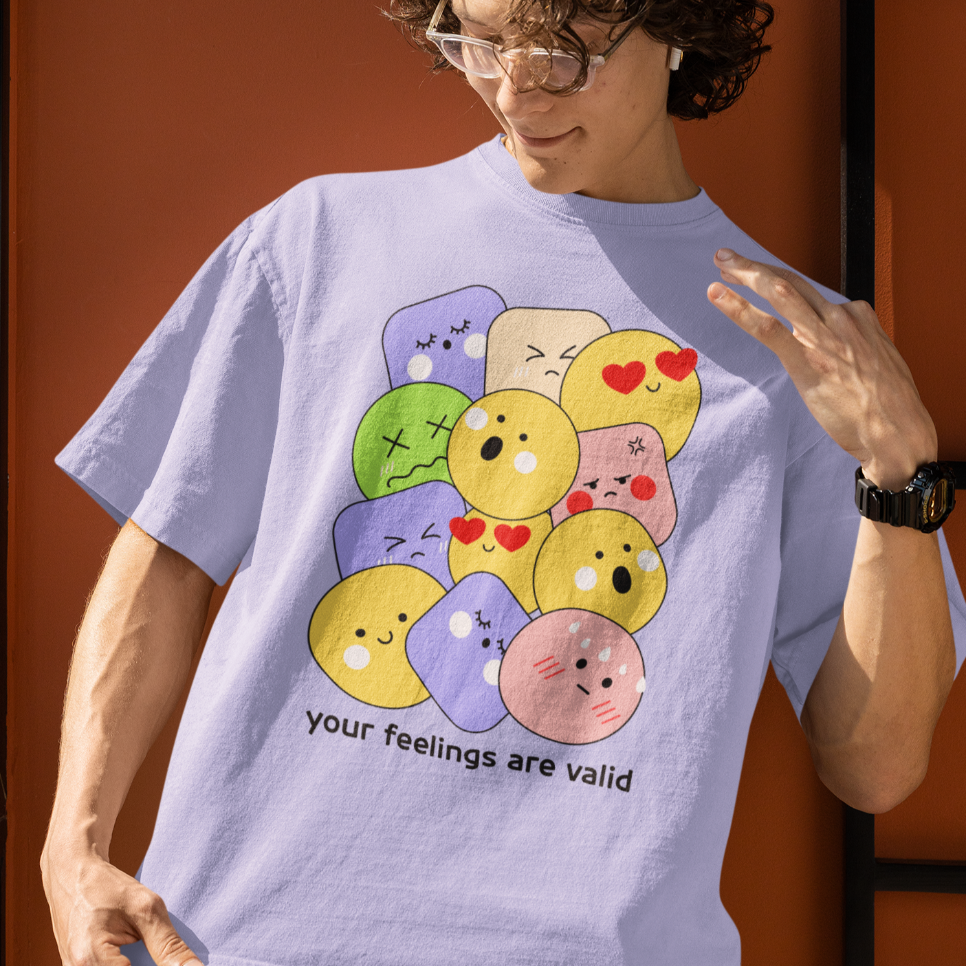 Feel The Feels Emojis Oversized Unisex T-shirts, your feelings are valid