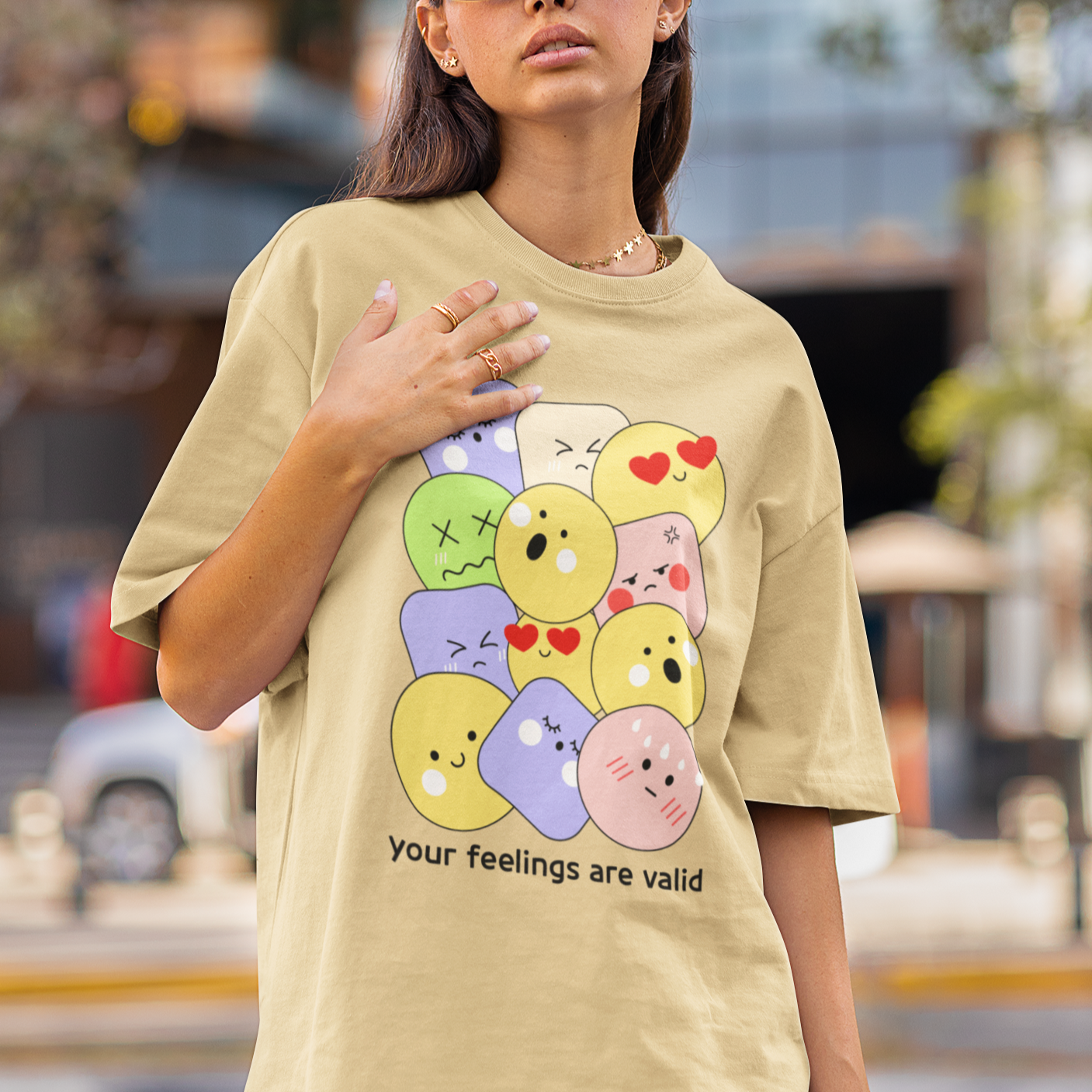 Feel The Feels Emojis Oversized Unisex T-shirts, your feelings are valid