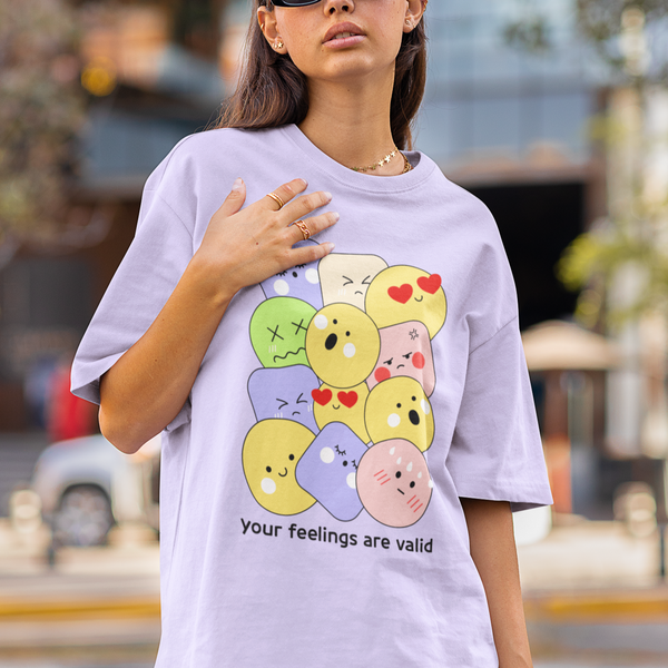Feel The Feels Emojis Oversized T-shirts-- Unisex, your feelings are valid