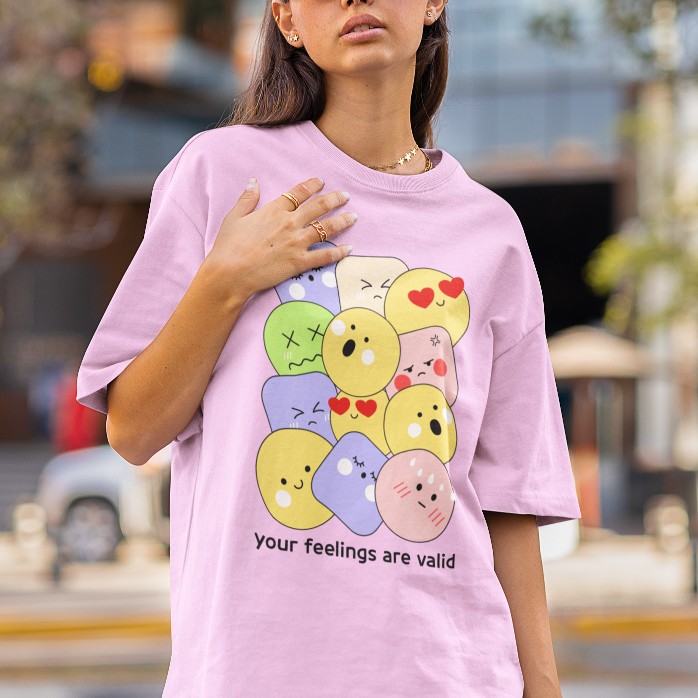 Feel The Feels Emojis Oversized T-shirts-- Unisex, your feelings are valid