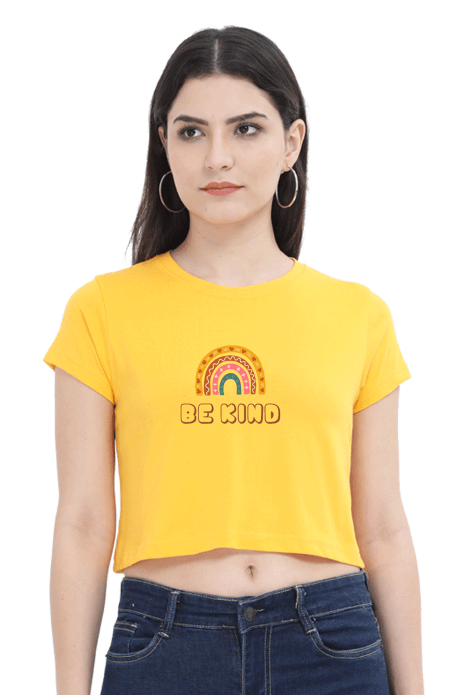 Be Kind Crop T-shirt- Yellow - Cute Stuff India