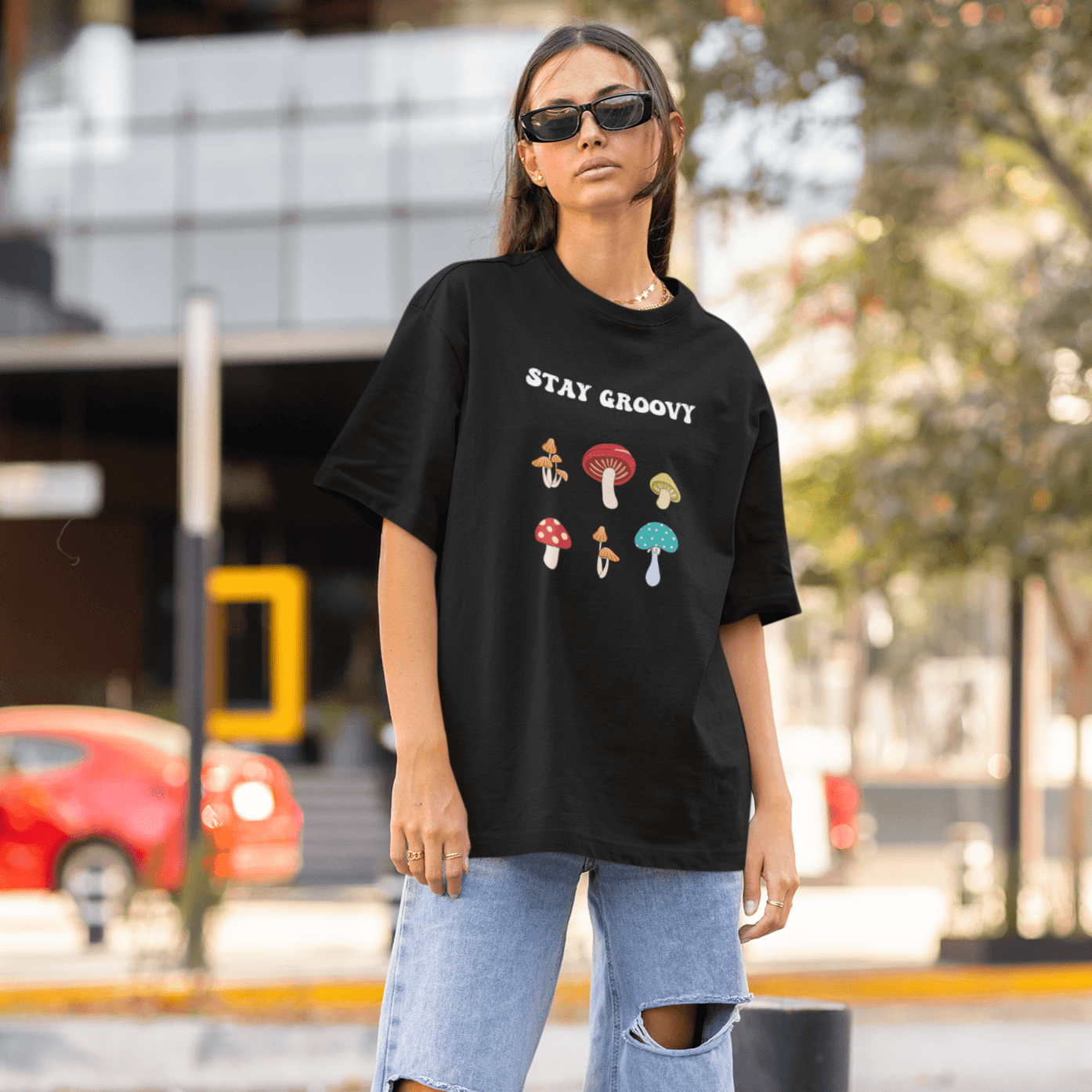 Stay Groovy Over-sized Unisex T-shirts - Cute Stuff India