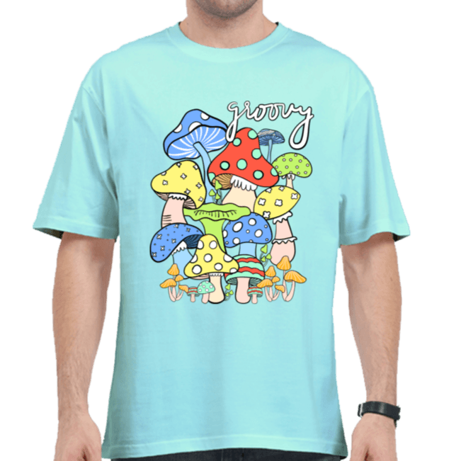 Pastel Breeze Mushroom Printed Oversize T-shirts- Unisex - Cute Stuff India