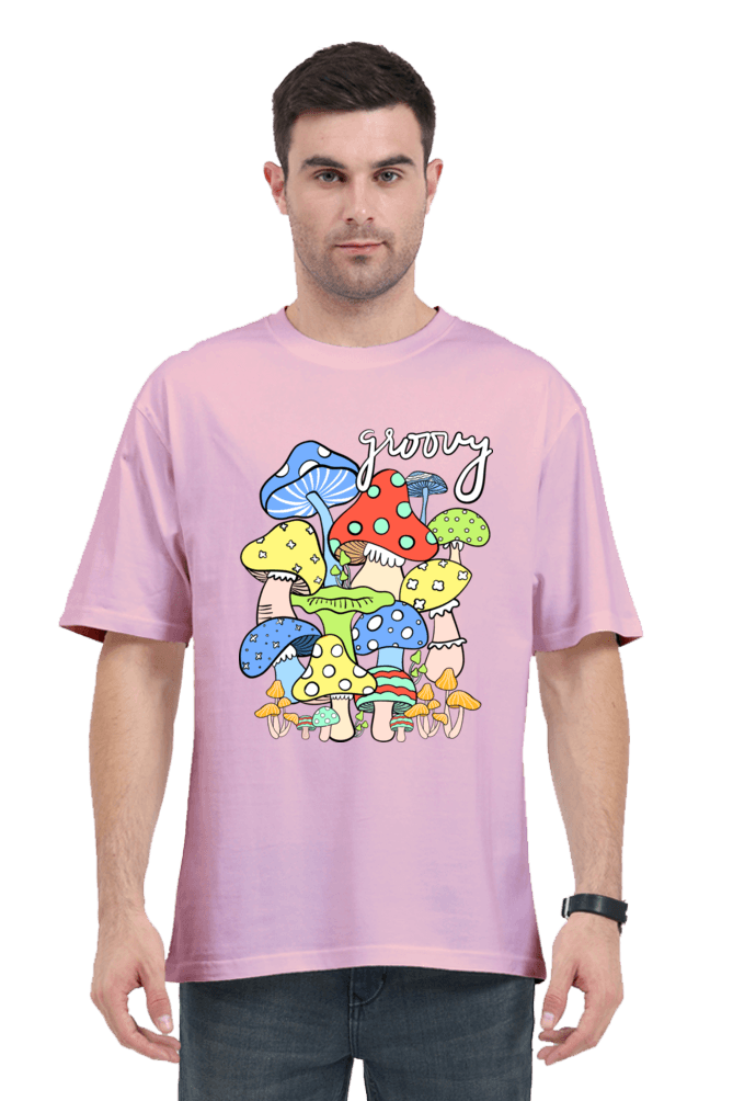 Pastel Breeze Mushroom Printed Oversize T-shirts- Unisex - Cute Stuff India