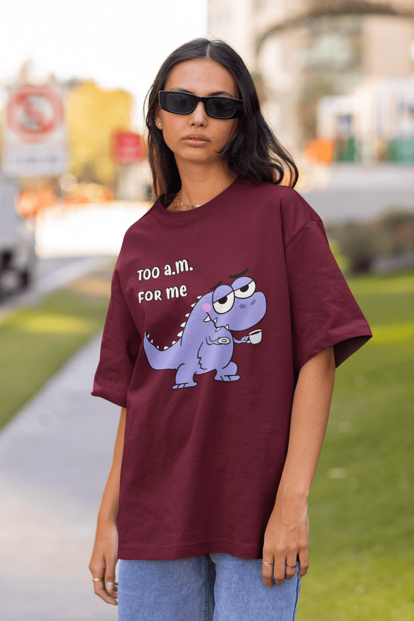 Too A.M. For Me- T-Rex Unisex Oversized T-shirts - Cute Stuff India