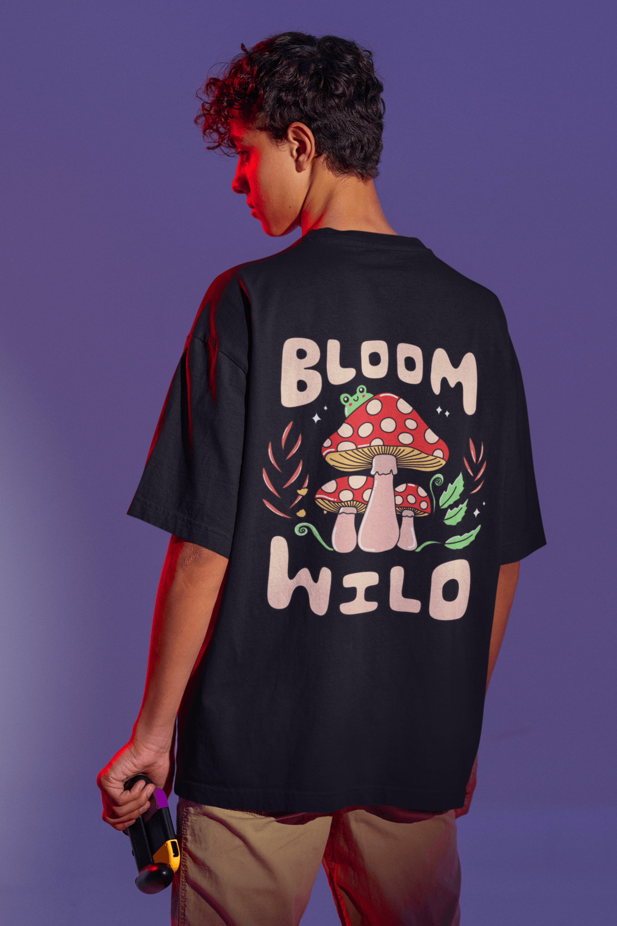 Bloom Wild Back Printed Unisex Oversized T-shirts - Cute Stuff India