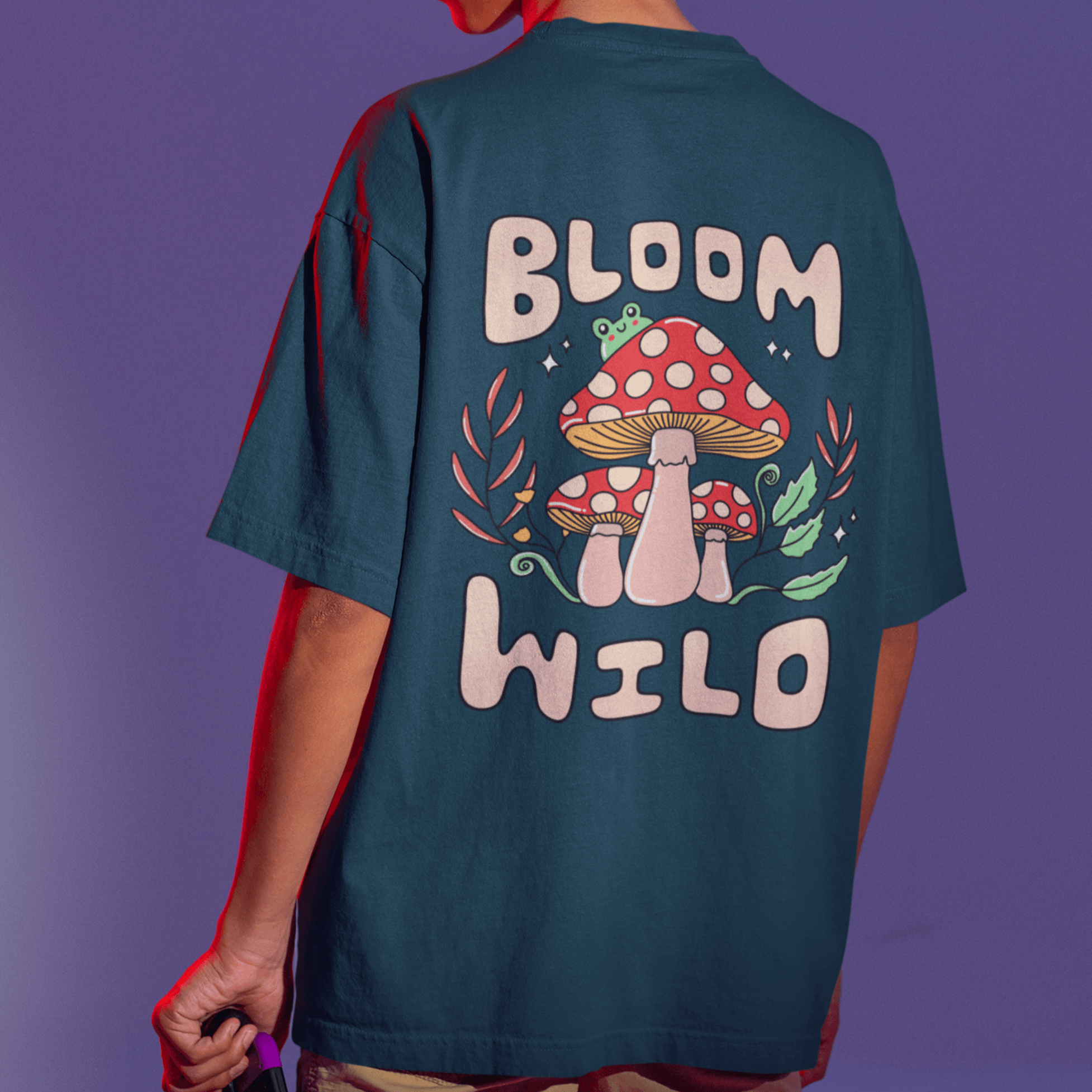 Bloom Wild Back Printed Oversized T-shirts - Unisex - Cute Stuff India