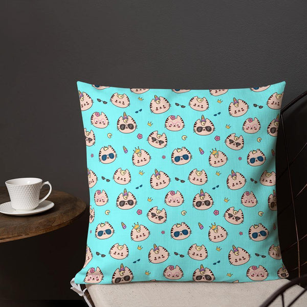 Cute kittens Pattern Cushion Covers- Blue - Cute Stuff India