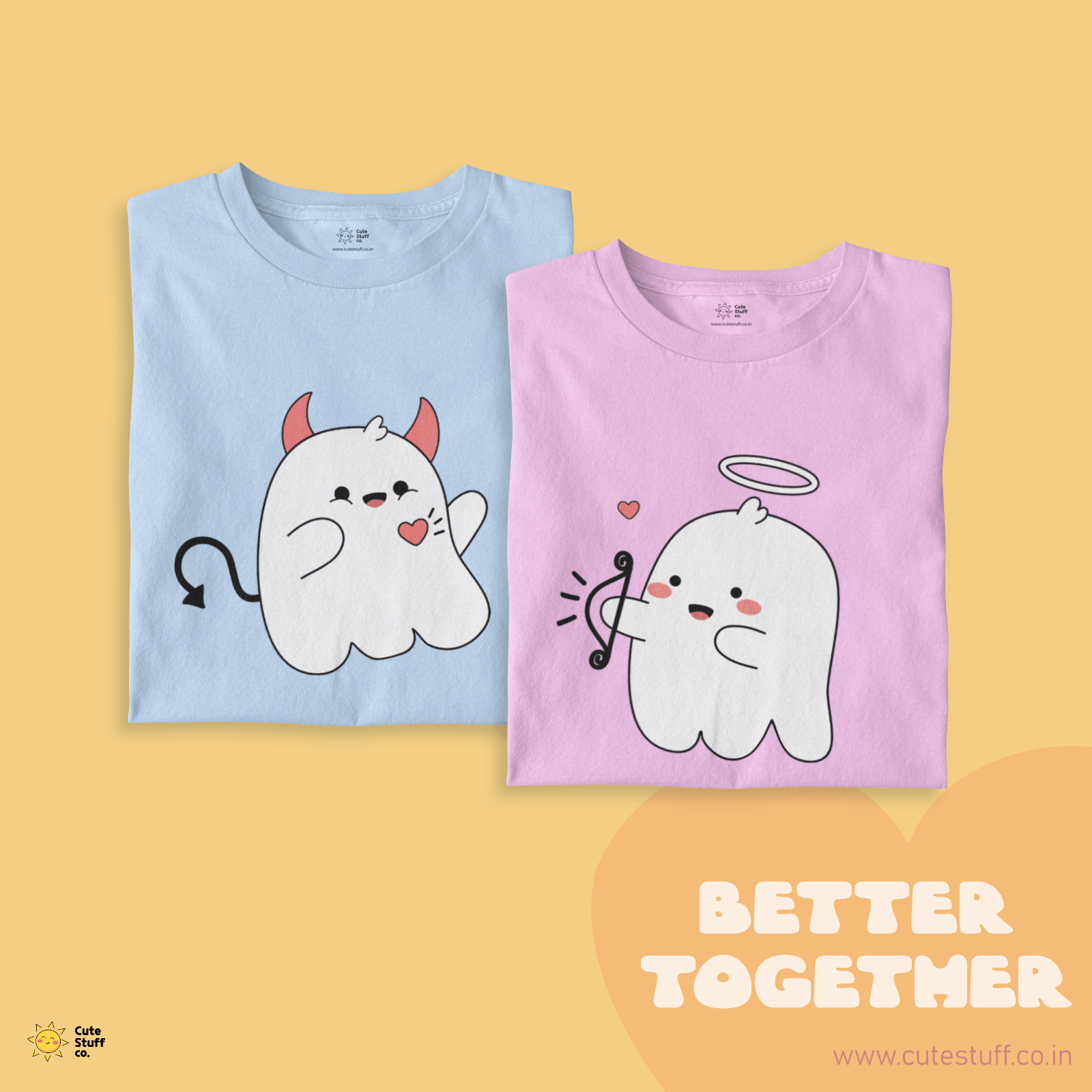 Angelic Boo Unisex Oversized T-shirts - Better Together - Cute Stuff India