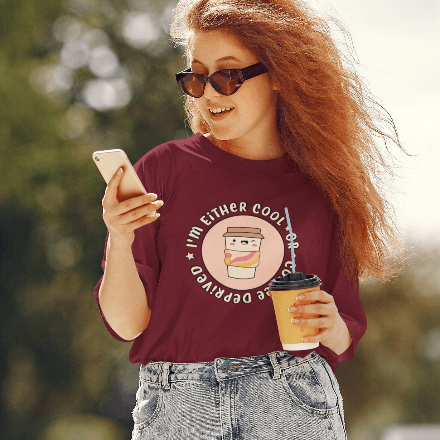 Cute Or Coffee Deprived Oversized T-shirts - Cute Stuff India