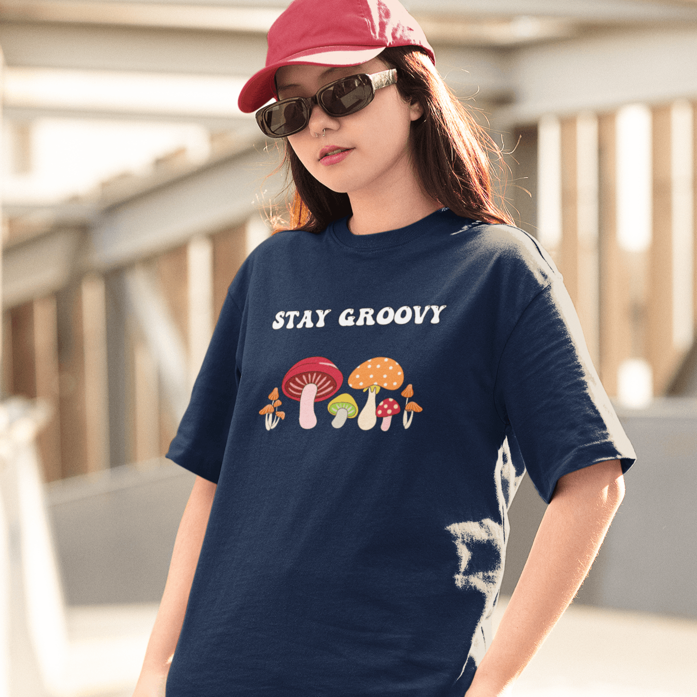 Stay Groovy Oversized T-shirt- Unisex - Cute Stuff India