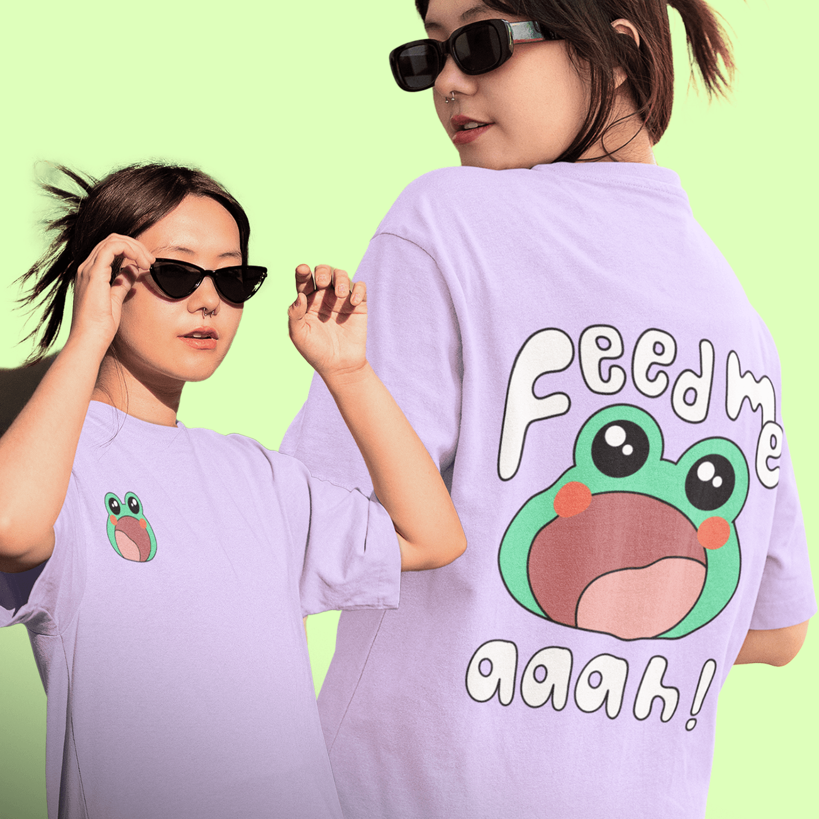 Feed Me Back Print - Hungry Toad Unisex Oversized T-shirts - Cute Stuff India