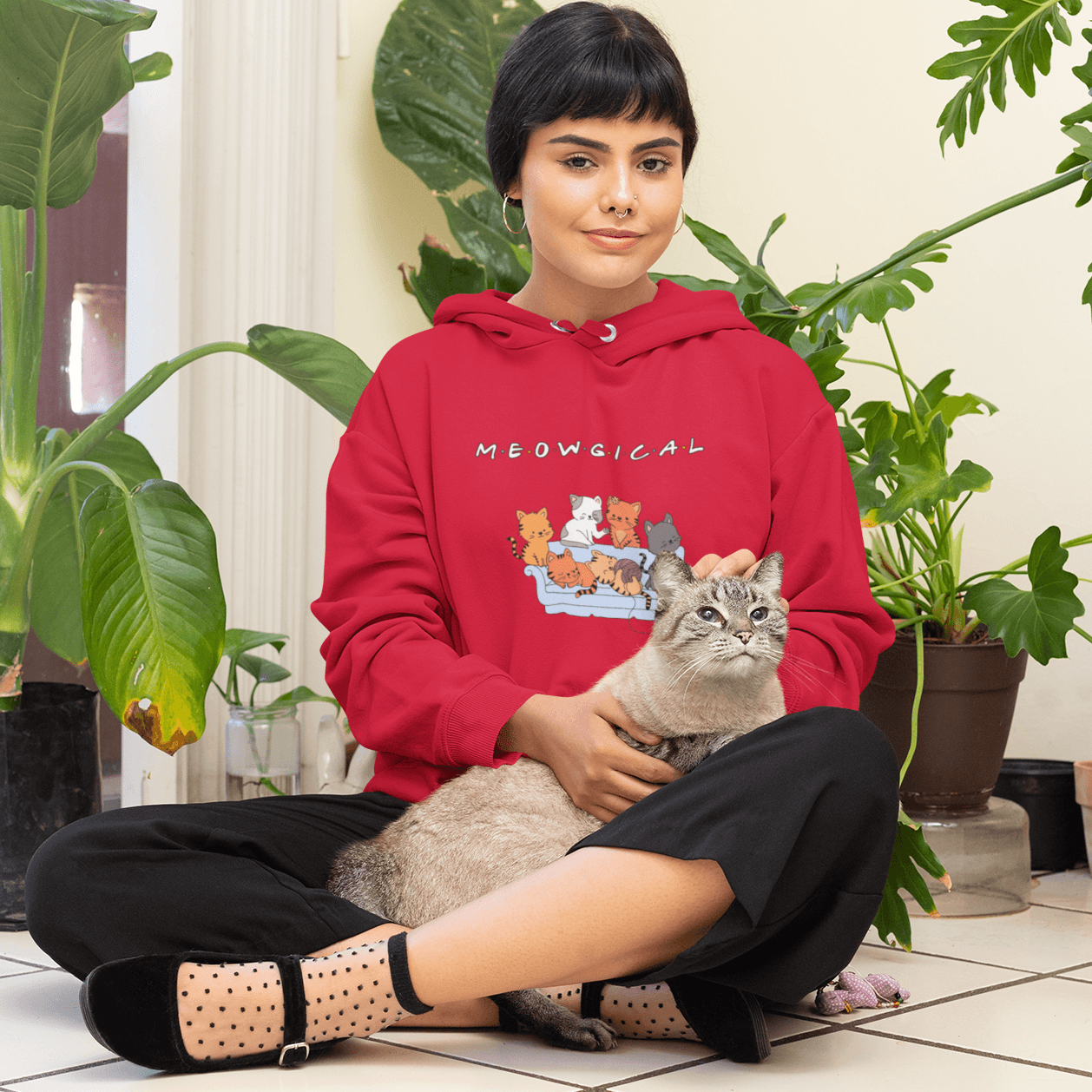 Meowgical Hoodies- Blue, Red- Unisex - Cute Stuff India