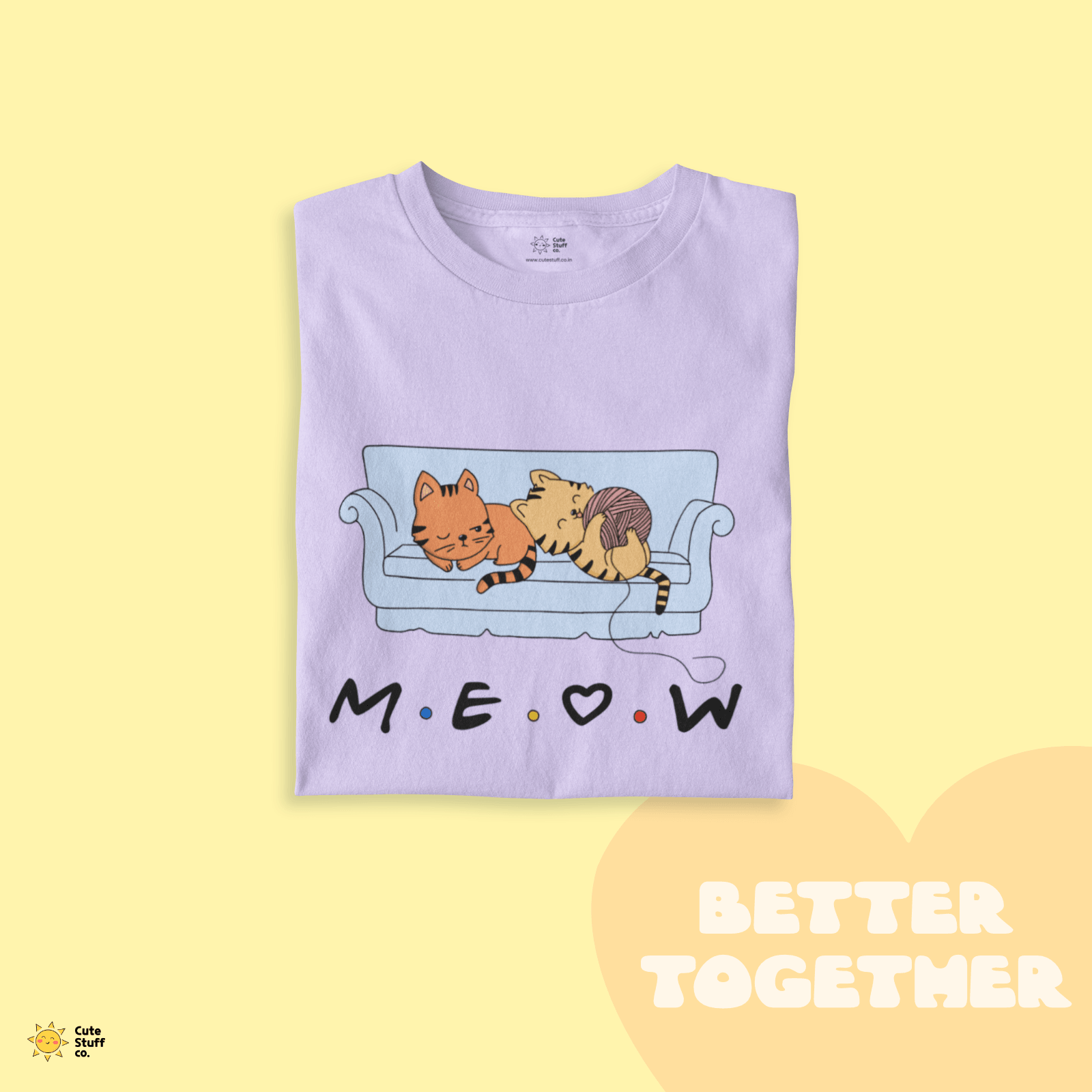Meow Me Oversized Unisex T-shirts - Better Together - Cute Stuff India