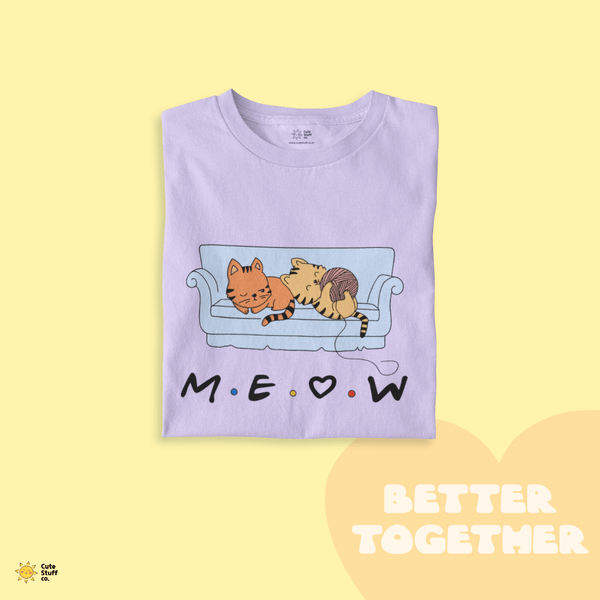 Meow Me Oversized Unisex T-shirts - Better Together - Cute Stuff India