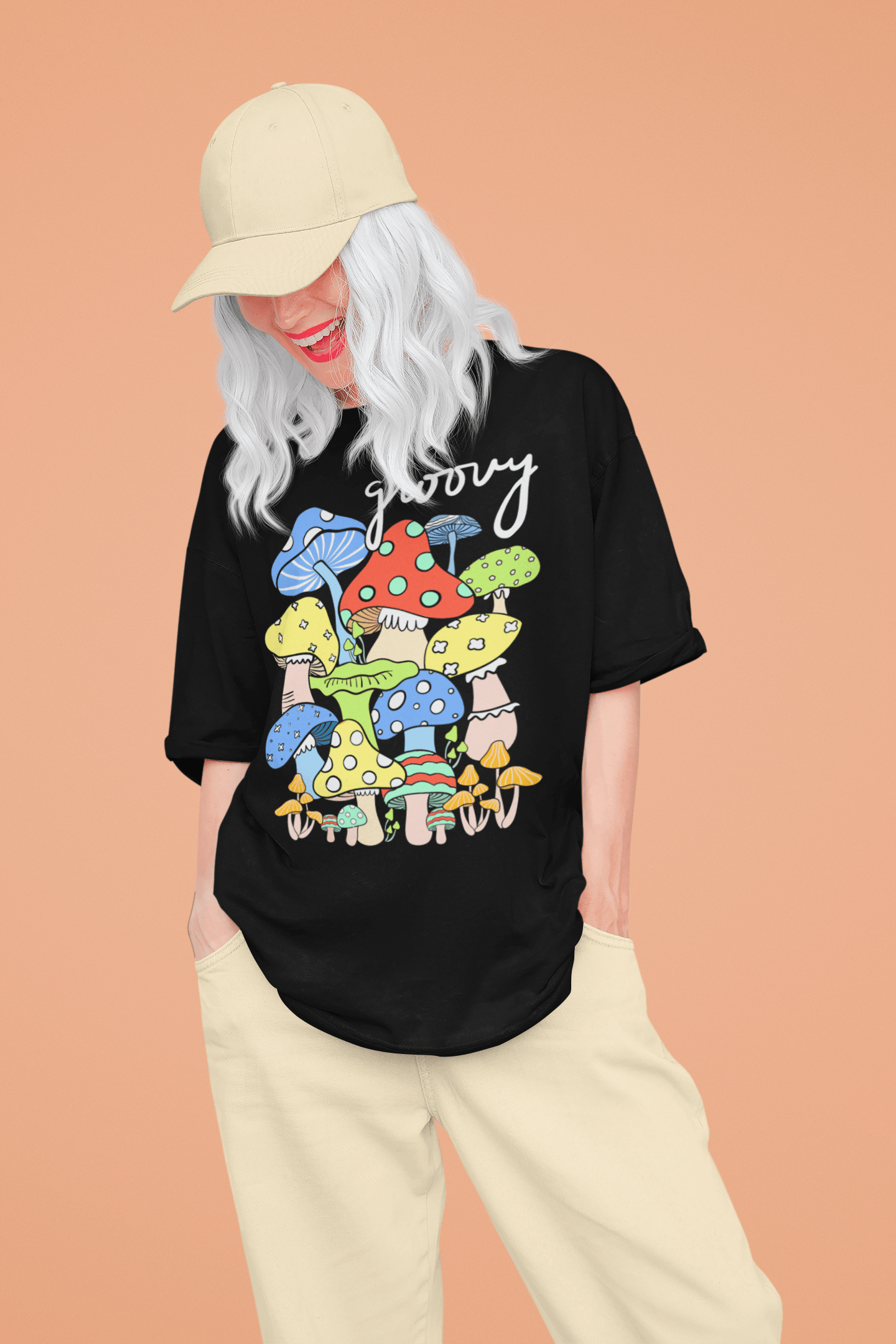 Midnight Groove Mushroom Printed Oversize T-shirts Unisex - Cute Stuff India