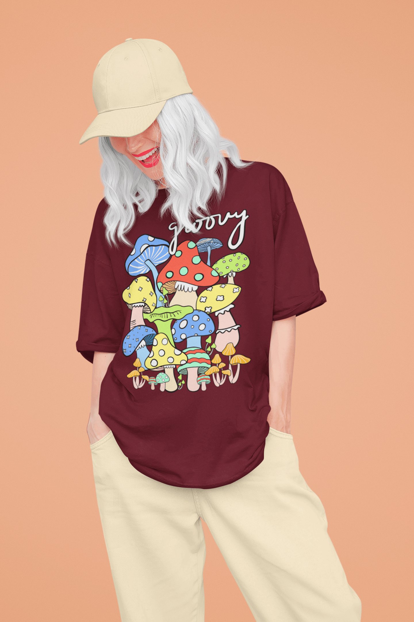 Midnight Groove Mushroom Printed Oversize T-shirts Unisex - Cute Stuff India