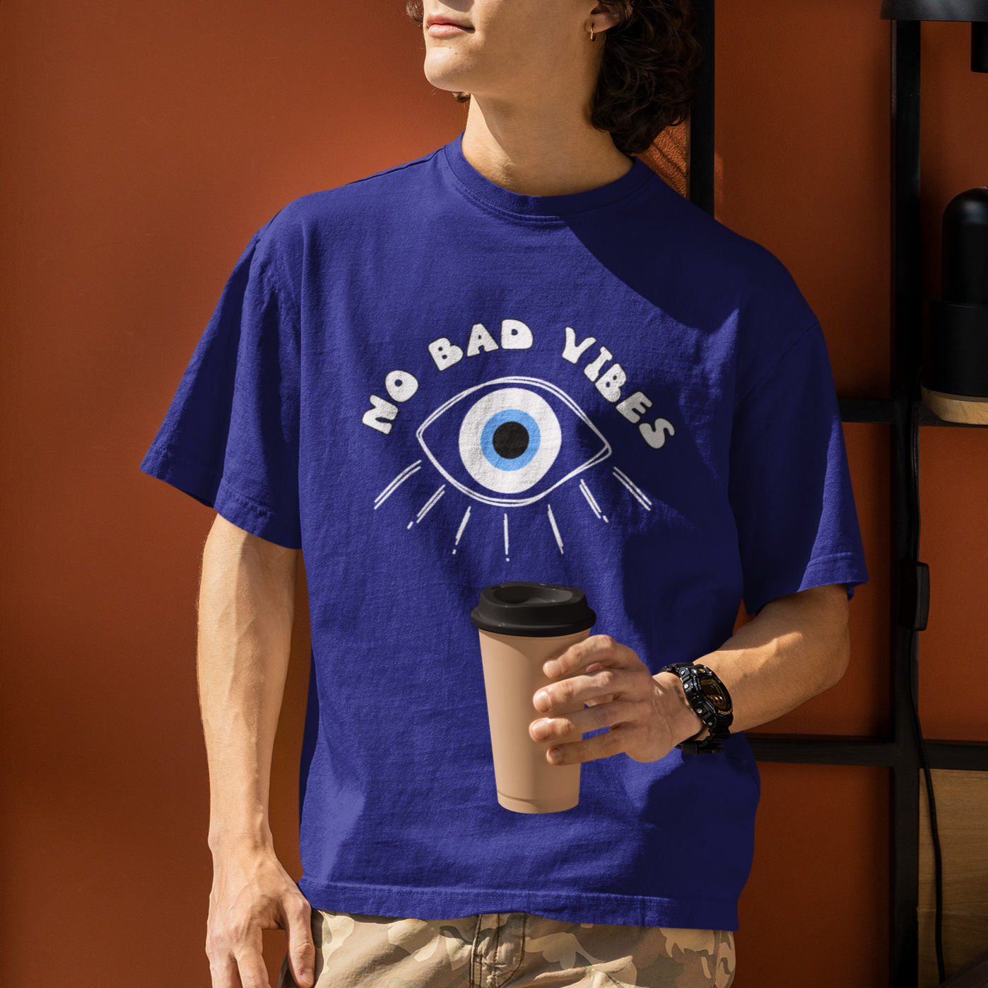 No Bad Vibes Amulet- evil-eye- Unisex Oversized T-shirts