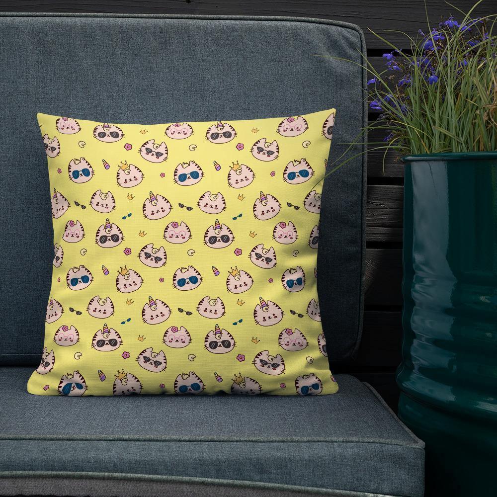 Cute kittens Pattern Cushion Covers- Yellow - Cute Stuff India